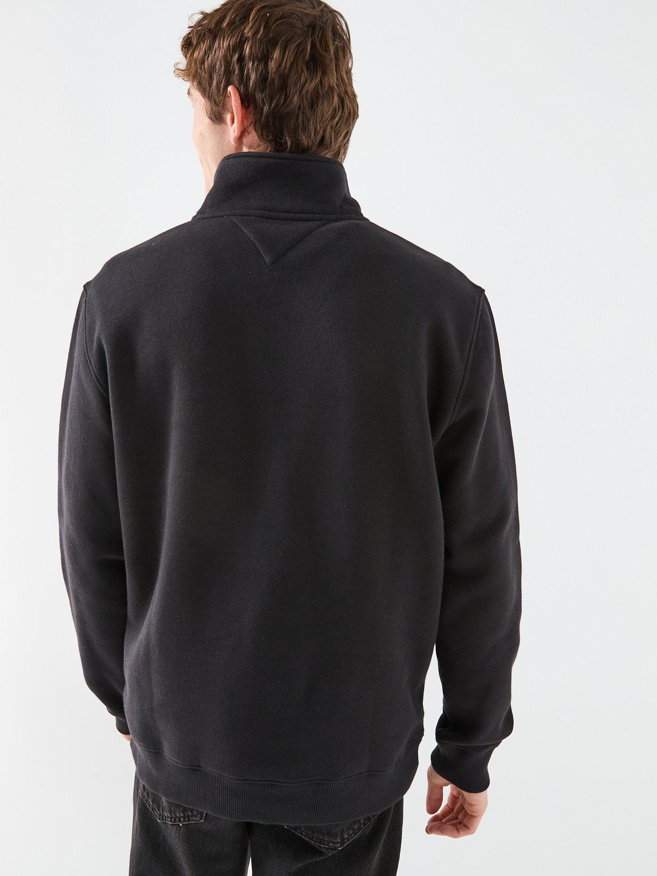 tommy-jeans-regular-fleece-quarter-zip-sweatshirt-blackstillFront