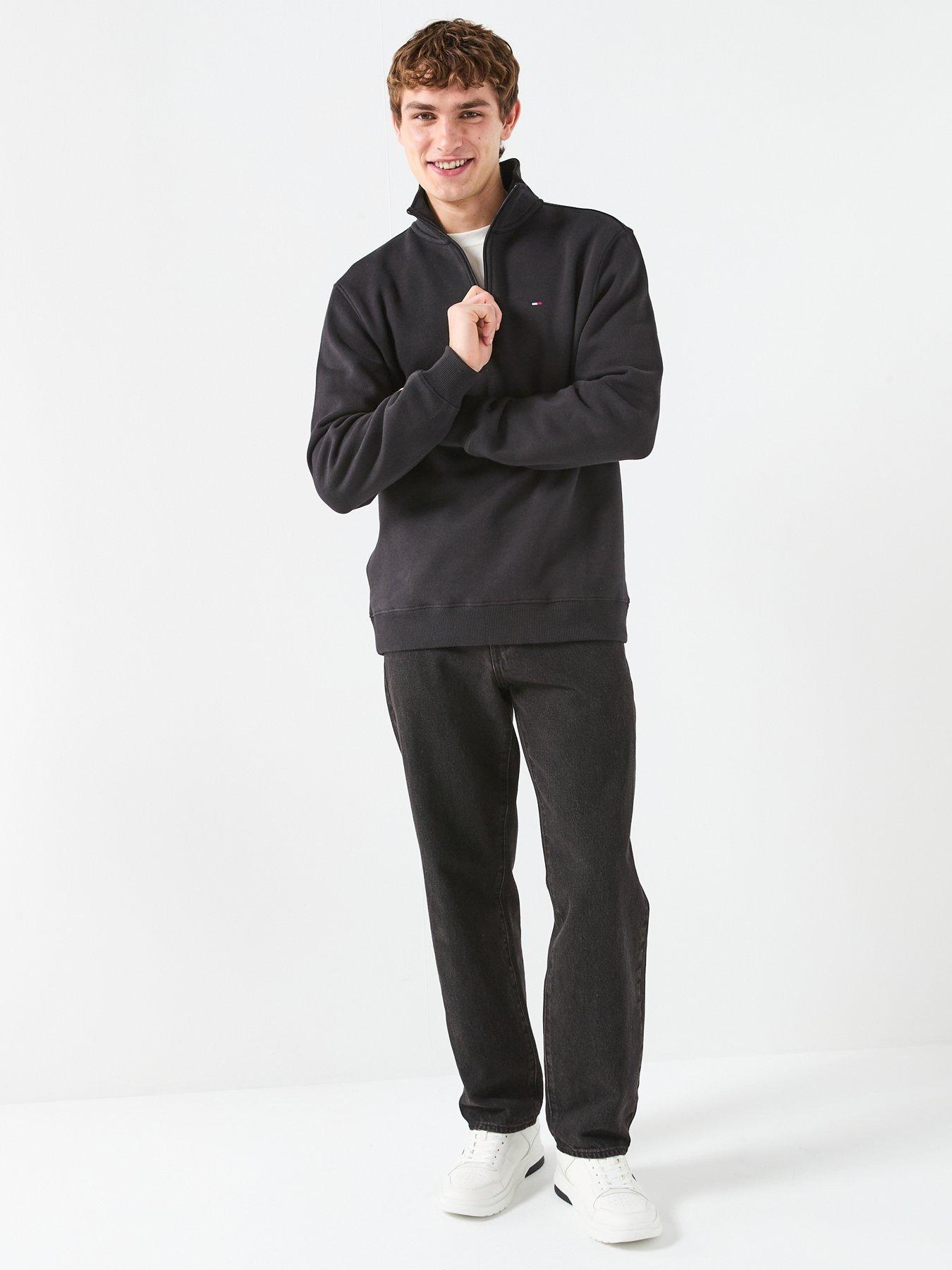 Image 3 of 5 of Tommy Jeans Regular Fleece Quarter Zip &nbsp;- Black