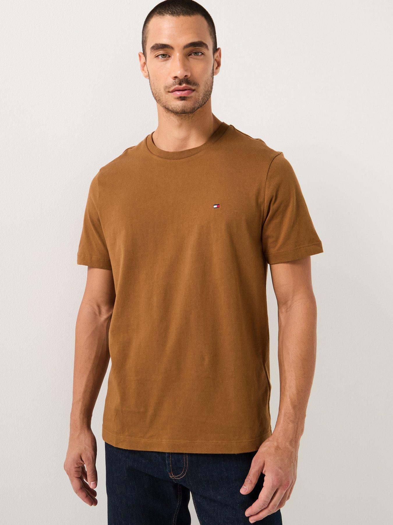 Image 1 of 5 of Tommy Hilfiger Regular Fit Essential Flag Logo T-Shirt - Dark Khaki