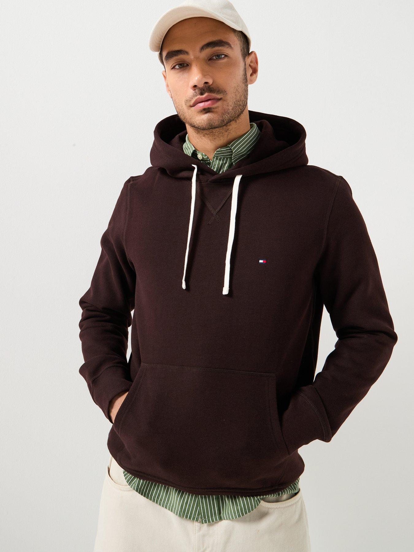 tommy-hilfiger-regular-fit-essential-fleece-overhead-hoodie-dark-brown