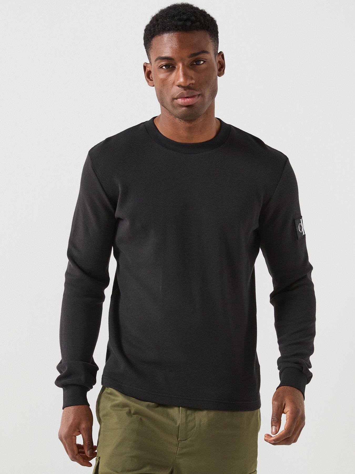 Calvin Klein Jeans Waffle Long Sleeve T-Shirt - Black