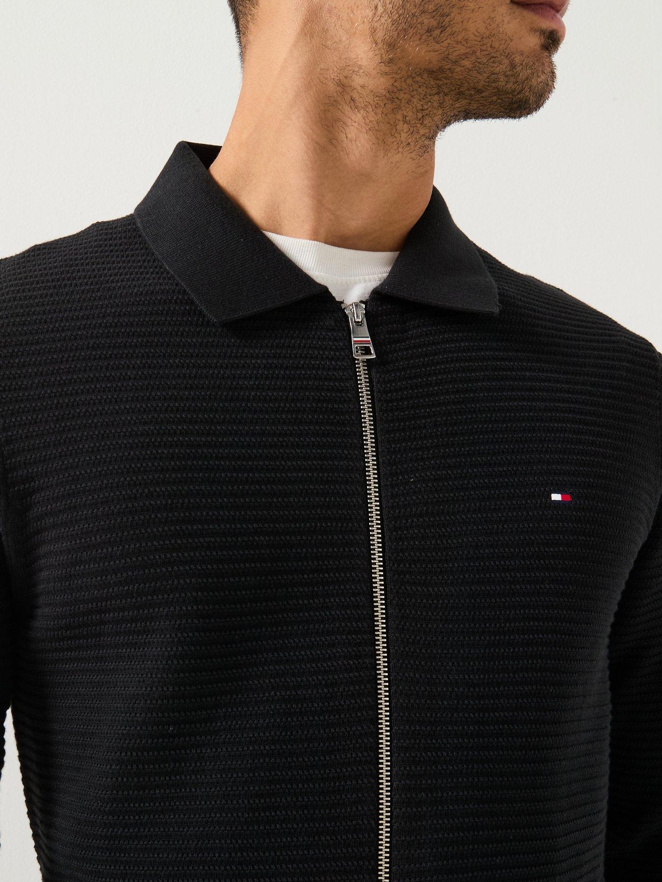 Image 5 of 5 of Tommy Hilfiger Structure Zip Thru Knitted Jumper - Black