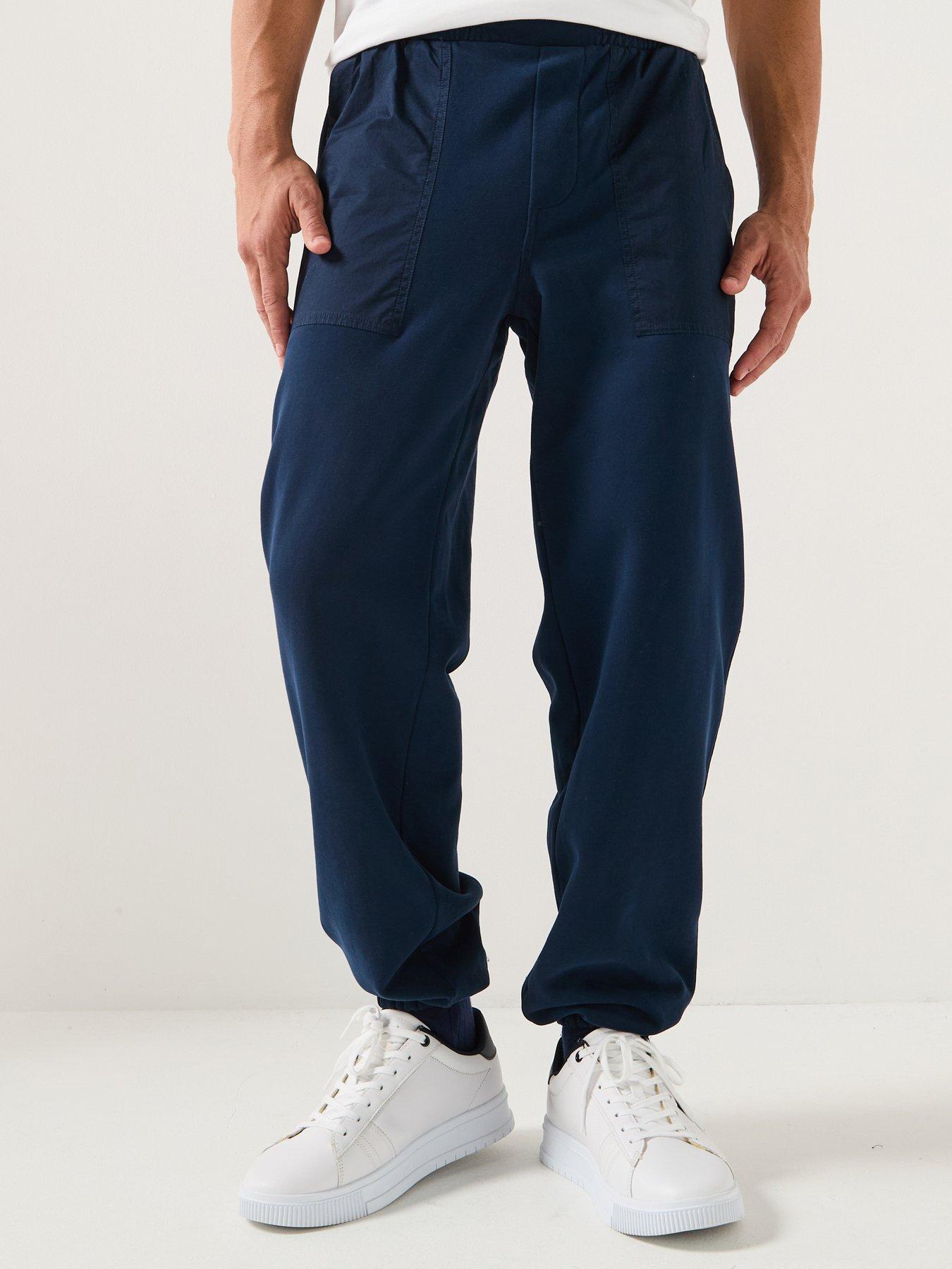 tommy-hilfiger-mix-media-cuff-joggers-navyfront