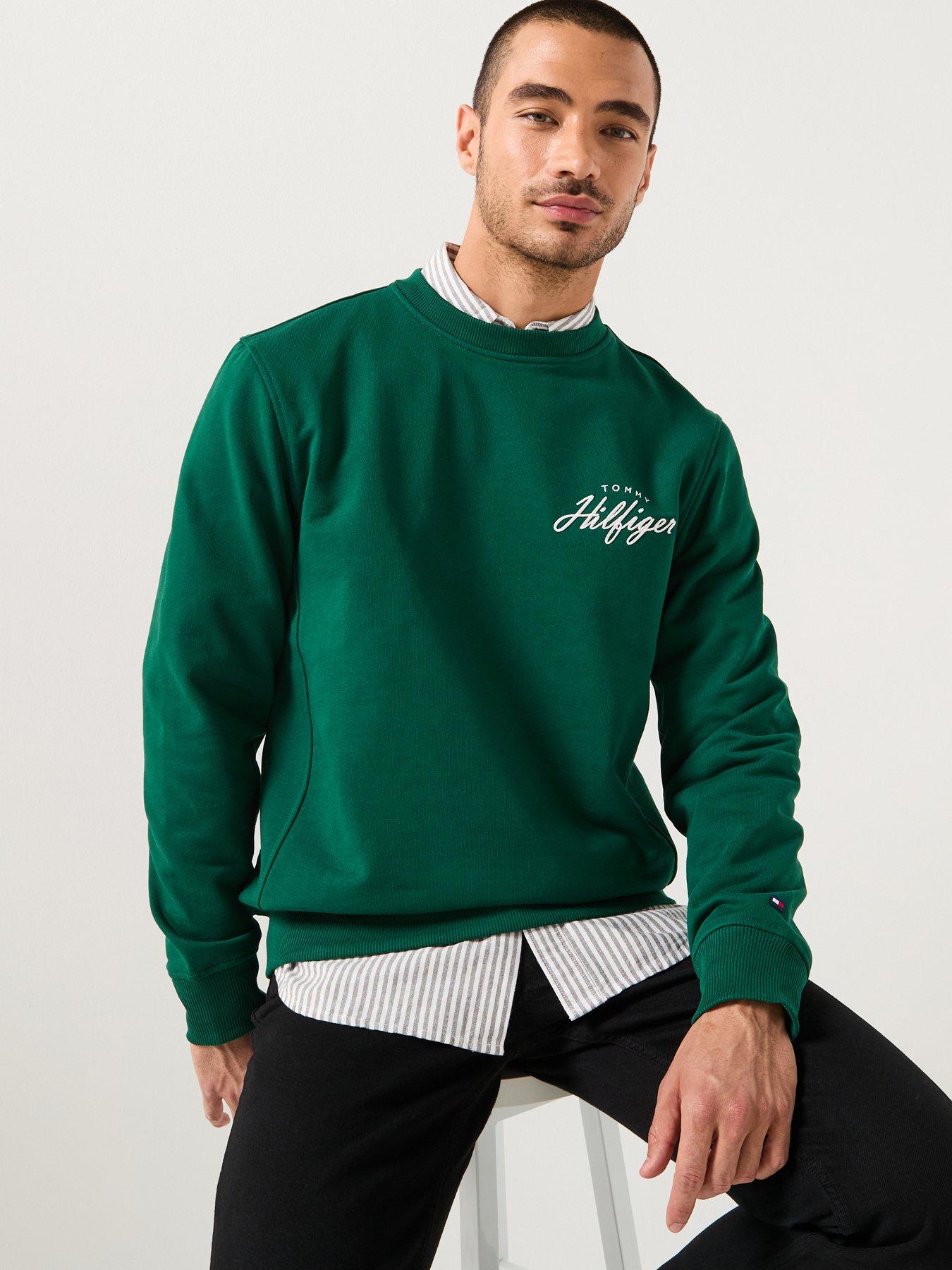 Tommy Hilfiger Modern Athleisure Left Chest Script Crew Sweatshirt - Dark Green