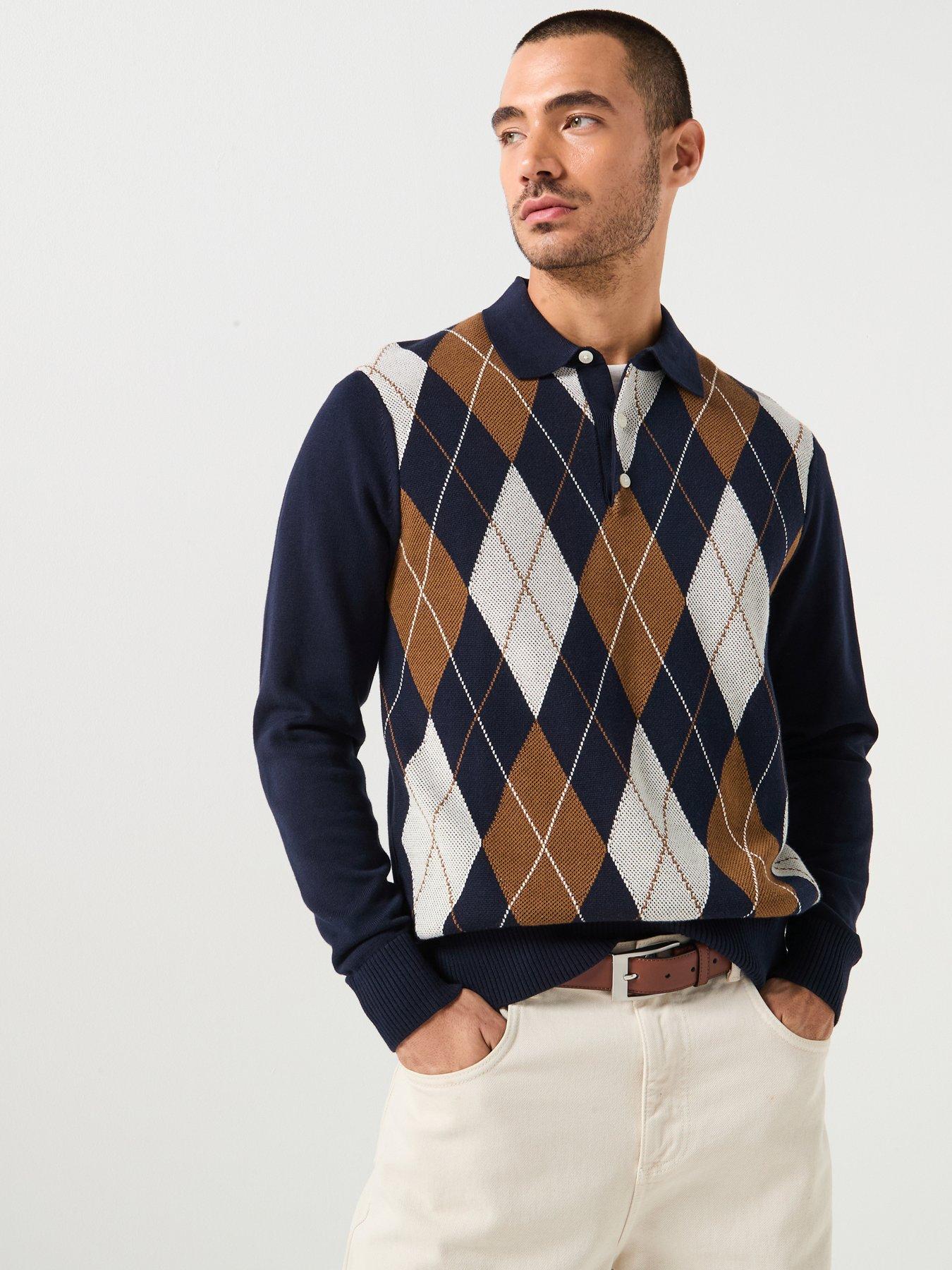 tommy-hilfiger-argyle-long-sleeve-rugby-knitted-jumper-navyfront