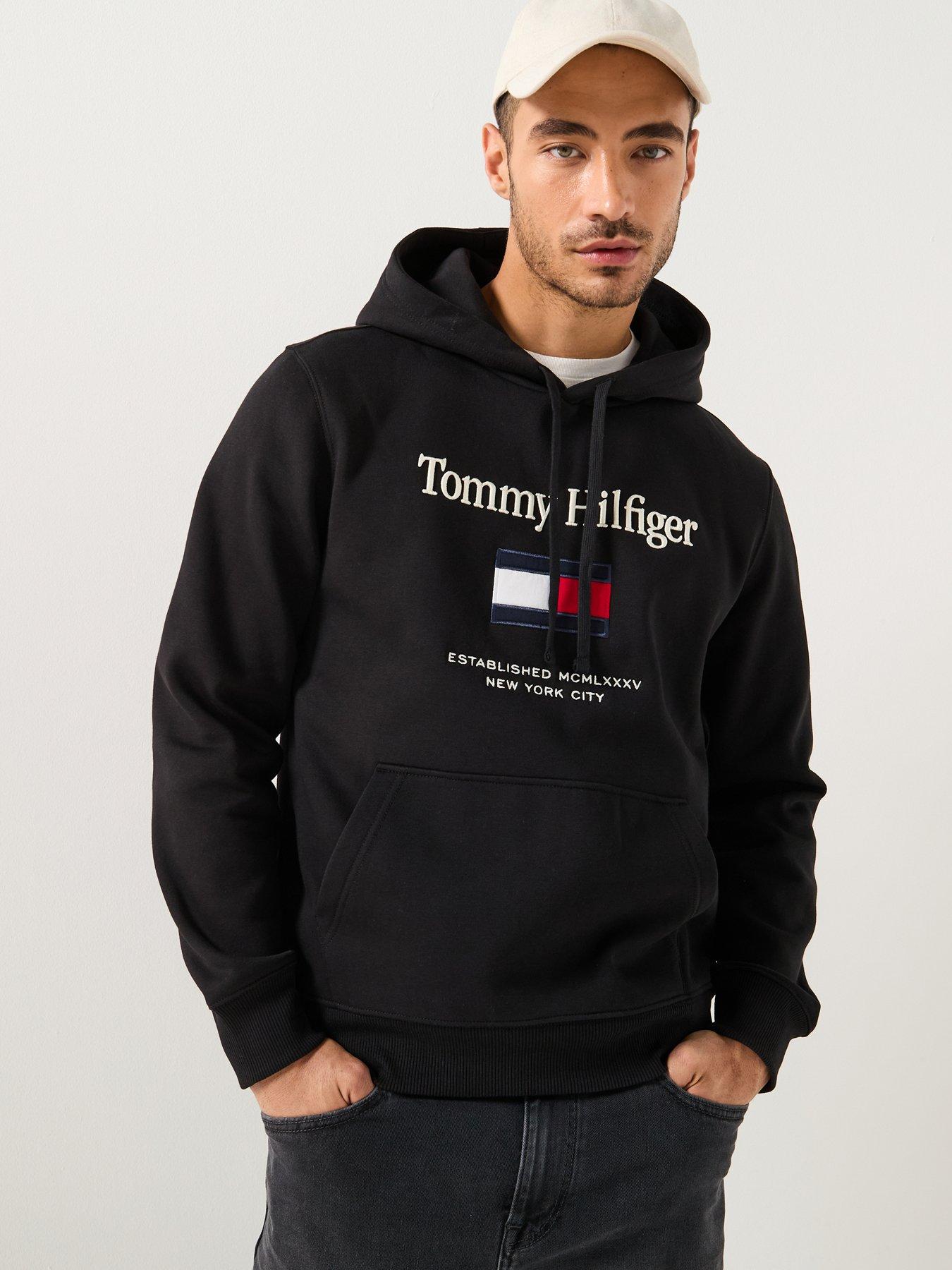 Tommy Hilfiger Embroidered Large Flag Overhead Hoodie - Black