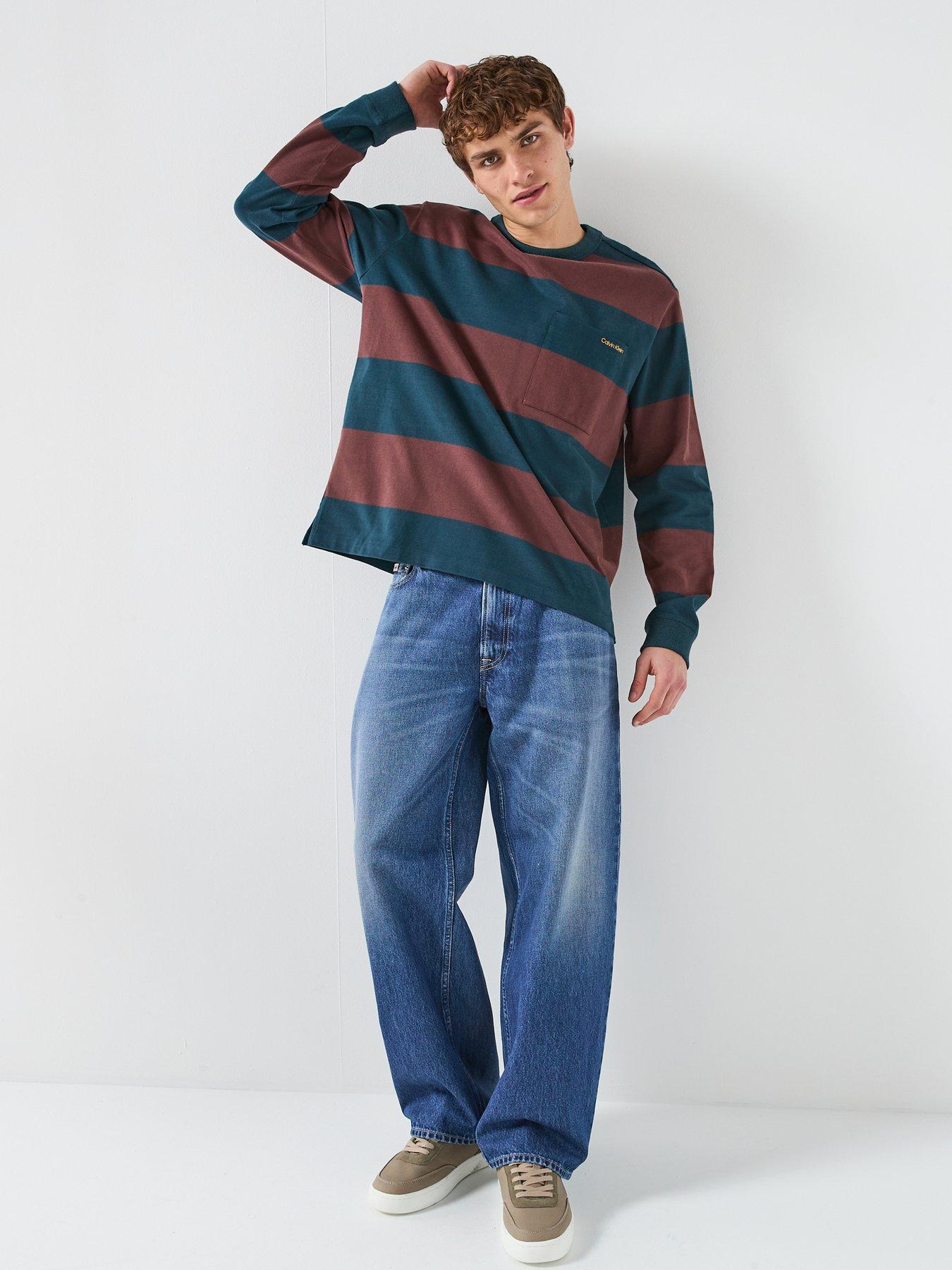 calvin-klein-jeans-sueded-stripe-pocket-long-sleeve-t-shirt-redback