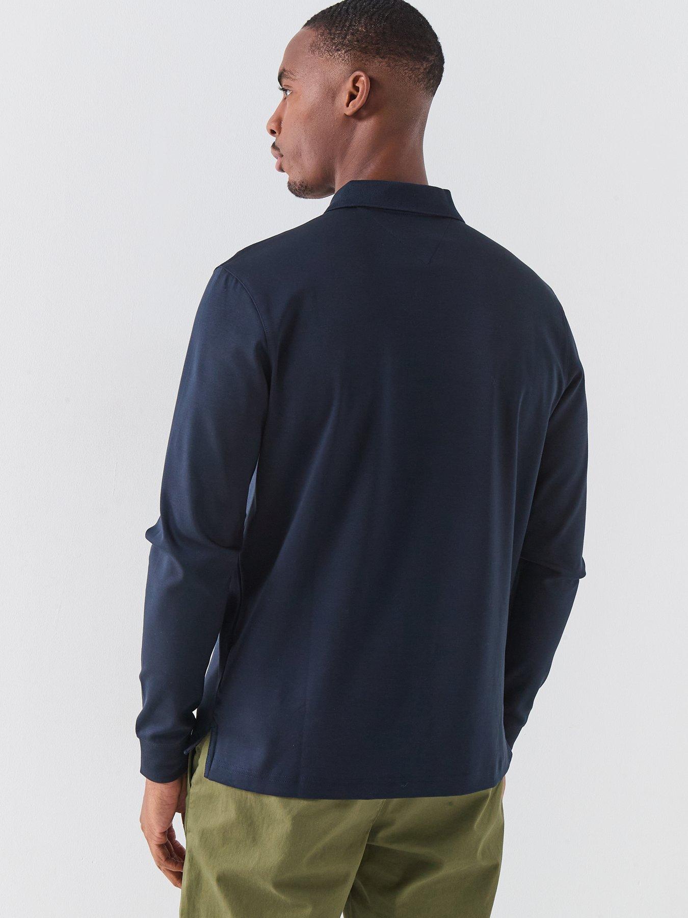 tommy-hilfiger-crest-logo-interlock-long-sleeve-polo-shirt-navystillFront