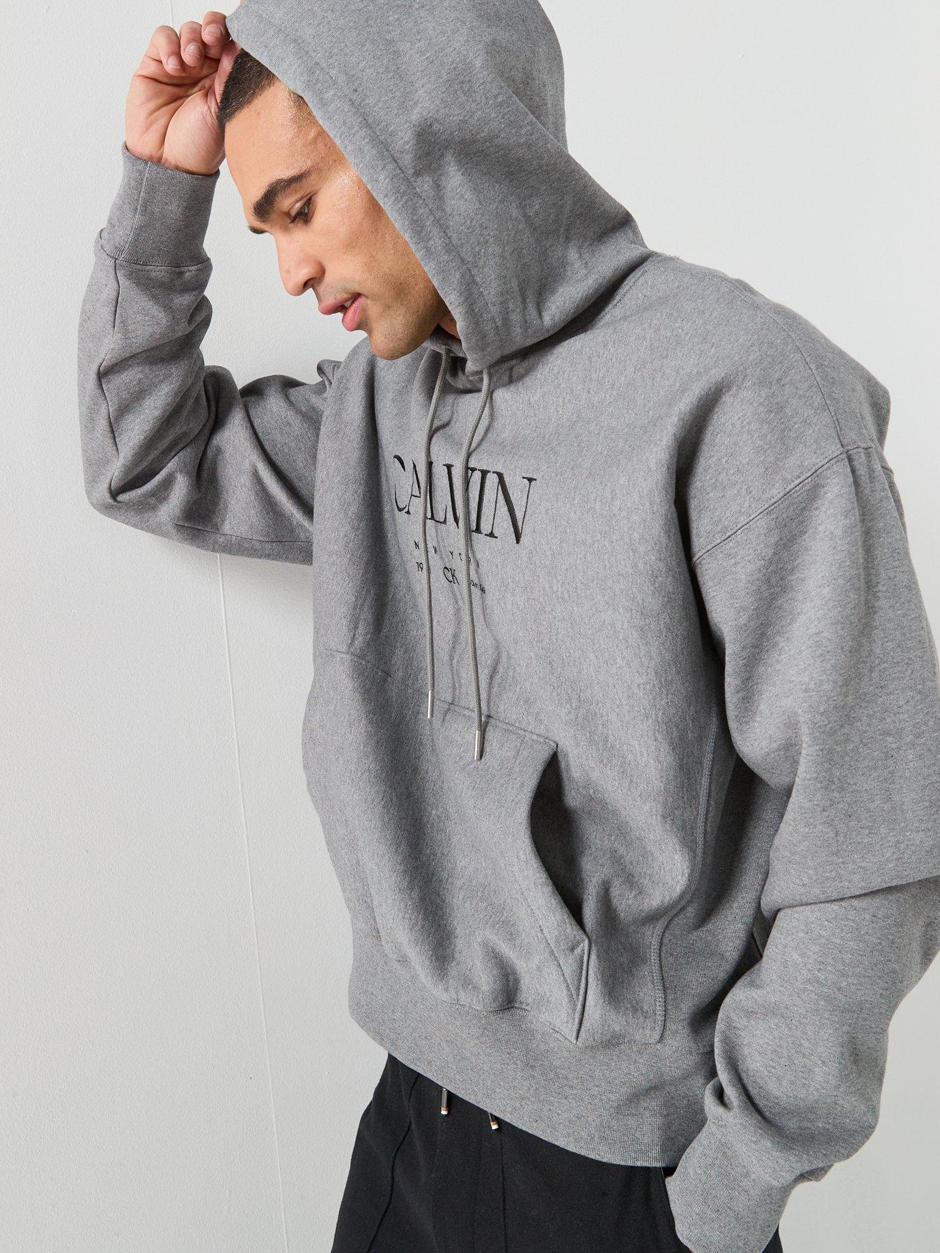 Image 4 of 6 of Calvin Klein Terry Graphic Overhead Hoodie - Grey