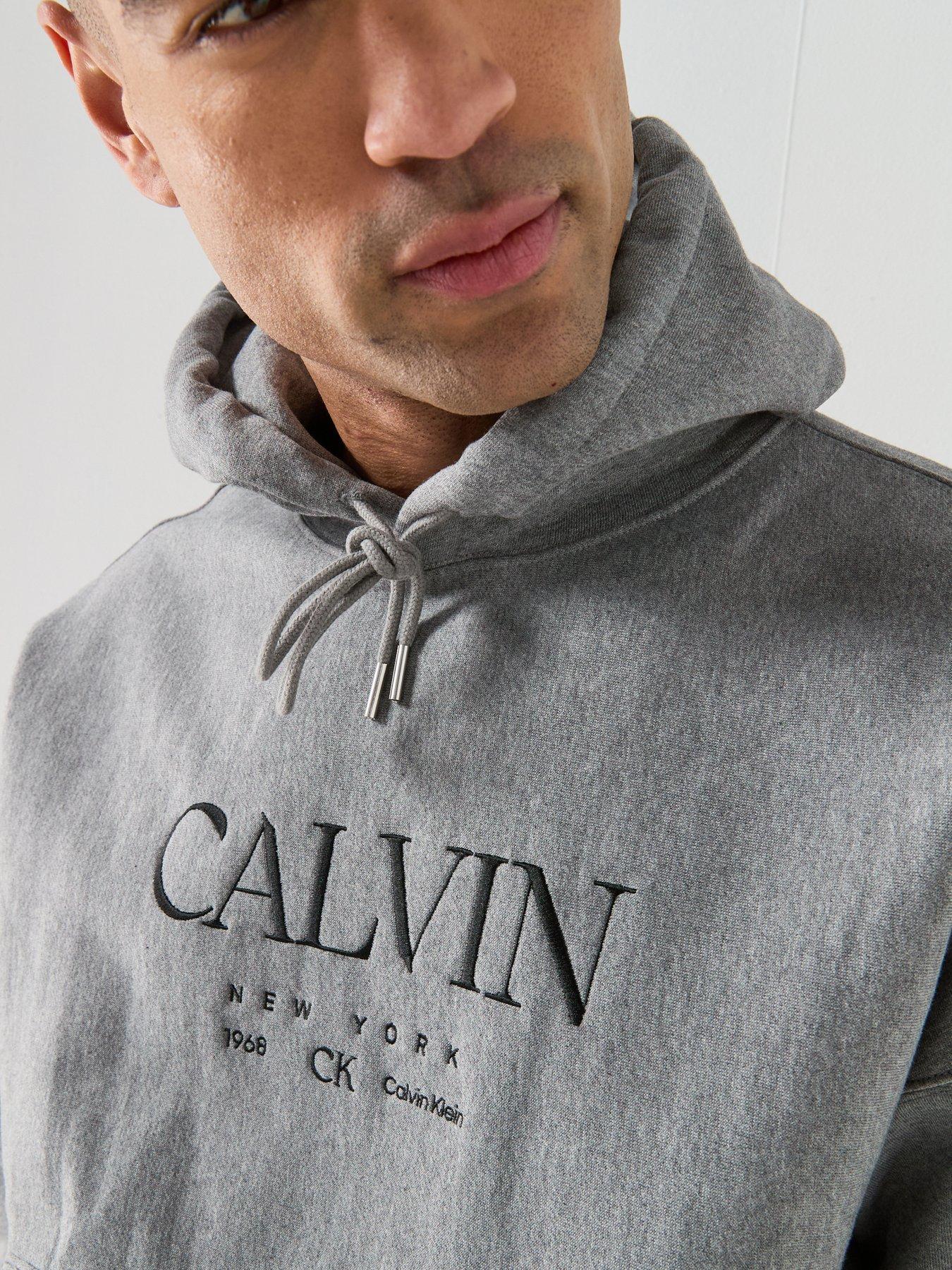Image 5 of 6 of Calvin Klein Terry Graphic Overhead Hoodie - Grey