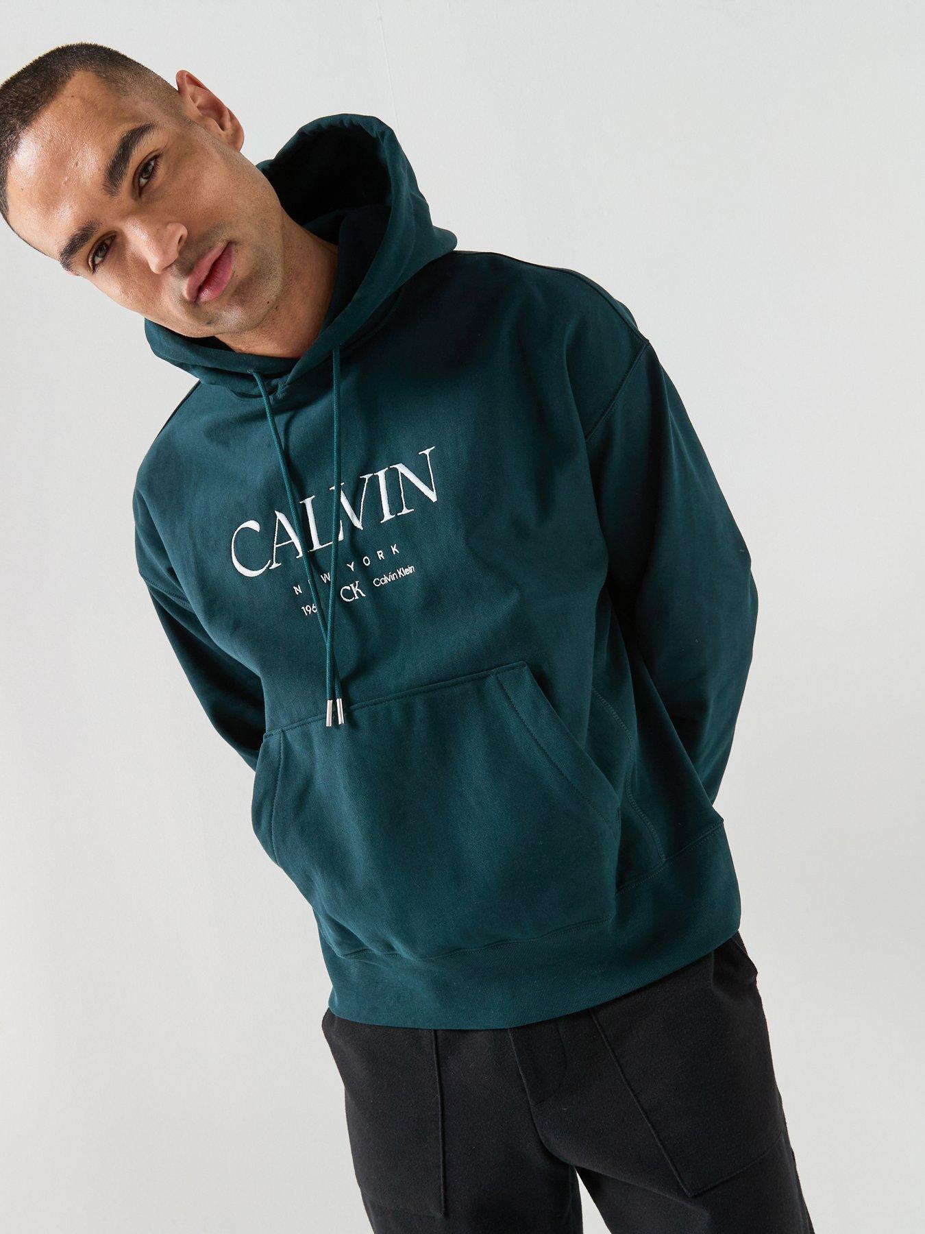 Image 1 of 5 of Calvin Klein Terry Graphic Overhead Hoodie - Navy