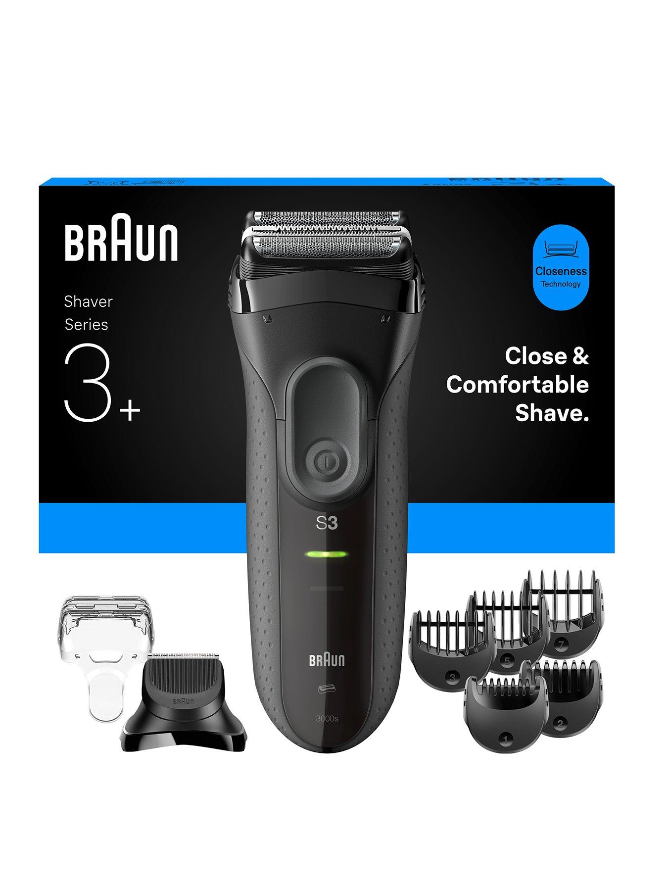 Braun Series 3+ Electric Shaver, Beard Trimmer Attachment, Dry, 3000BT - Grey