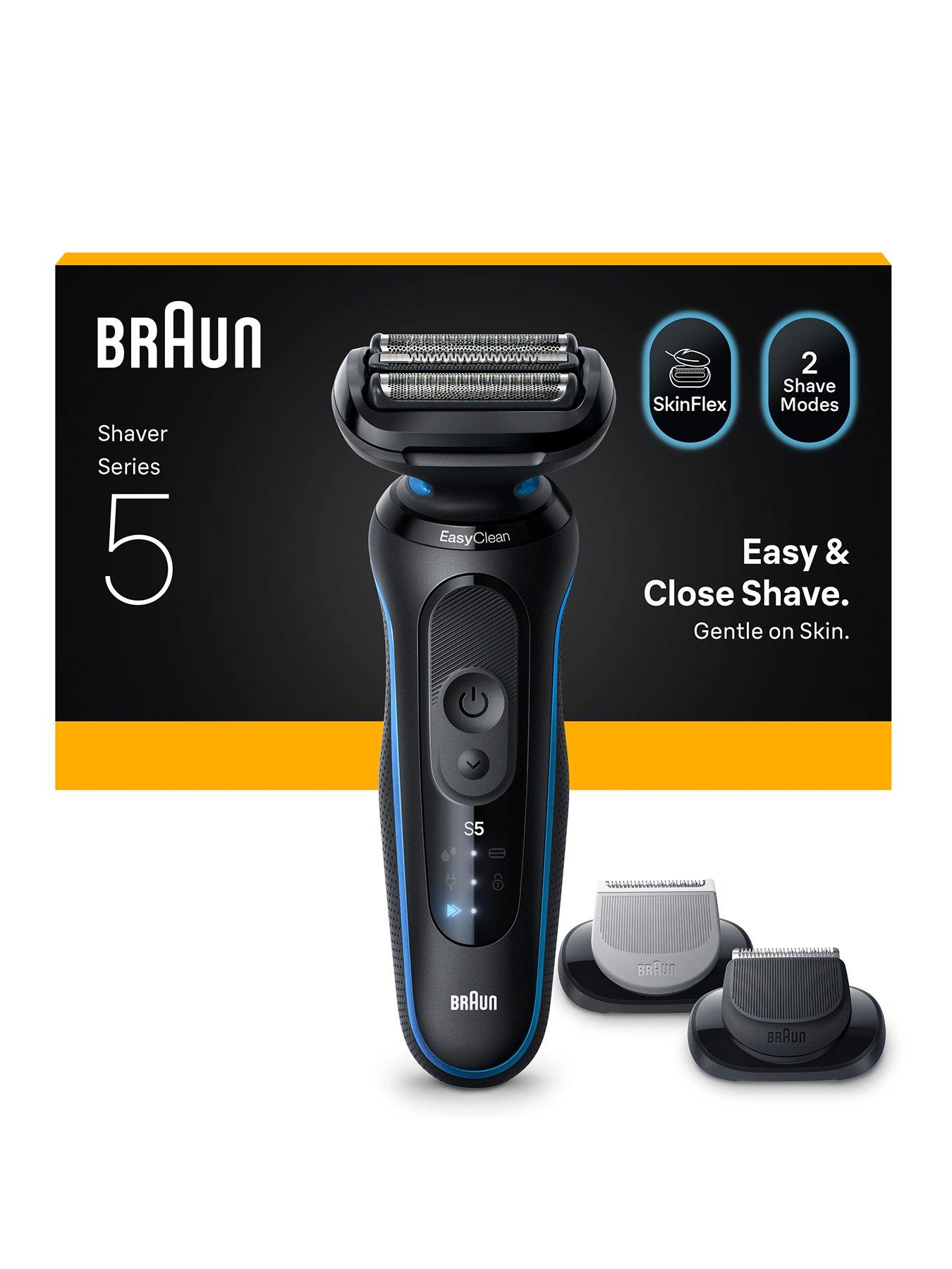 Braun Series 5 Electric Shaver, Up to 50 min, +2 Attachments, 52-B1650S - Blue