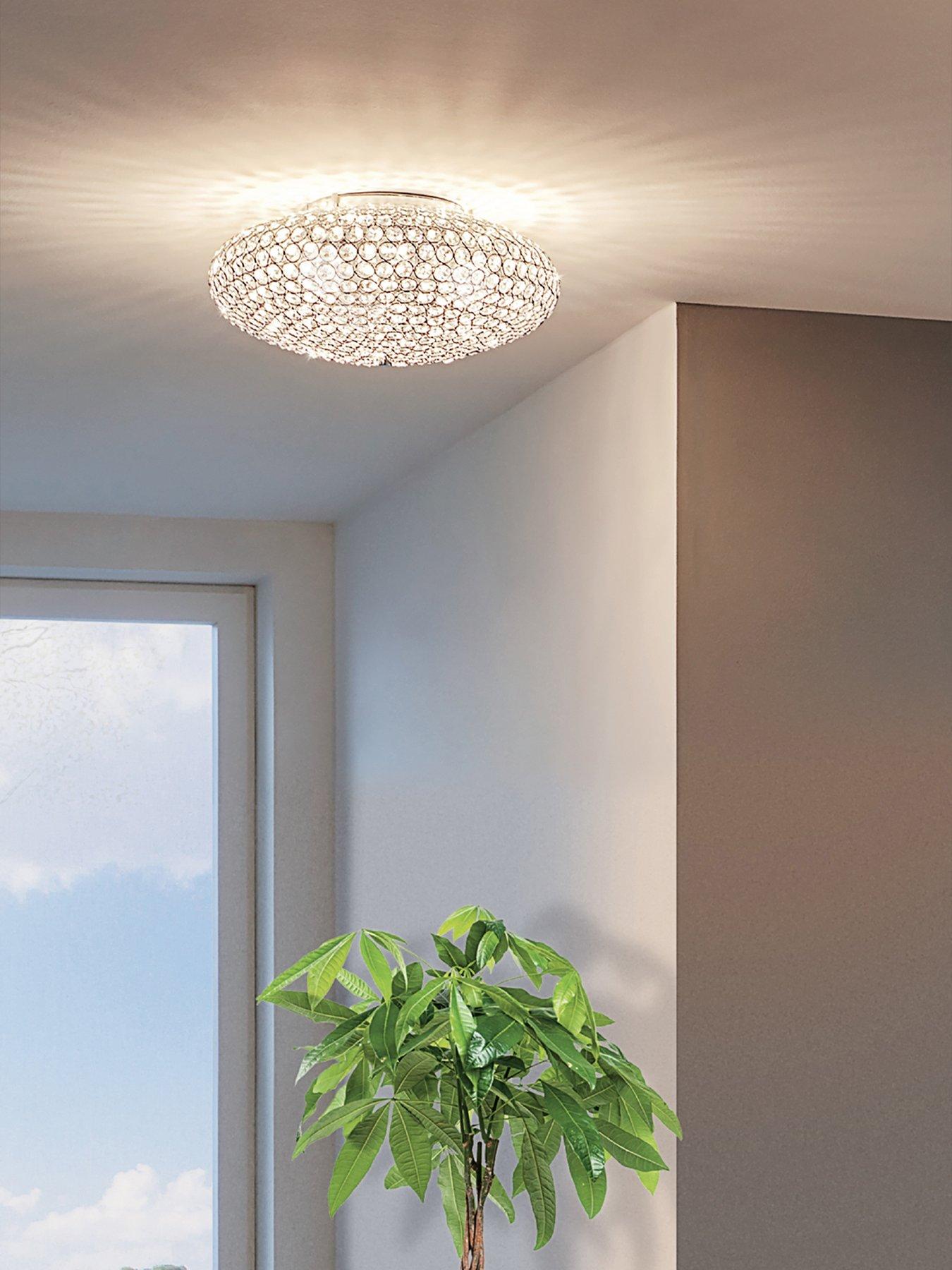 Eglo Clemente Crystal And Chrome Flush Ceiling Light