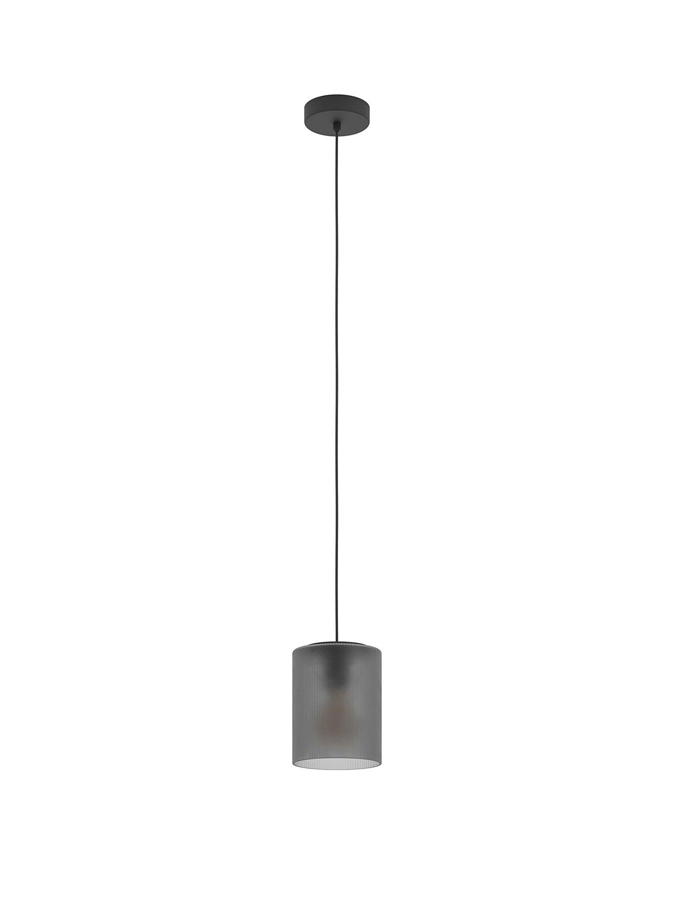 Image 2 of 5 of Eglo Colomera Black Steel &amp; Glass Modern Minimalist Single Pendant