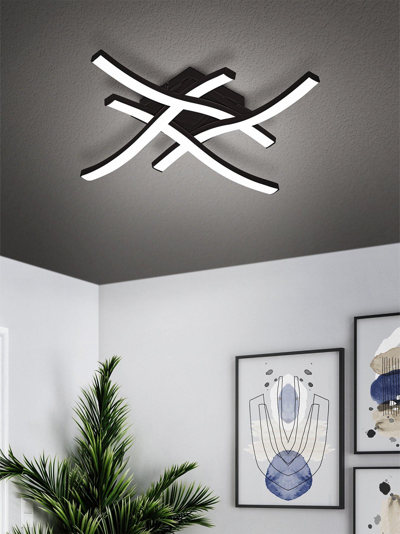 Eglo Cabezas-e Black Steel  &  Plastic 4 Flame Wall/ceiling Light, 3000k