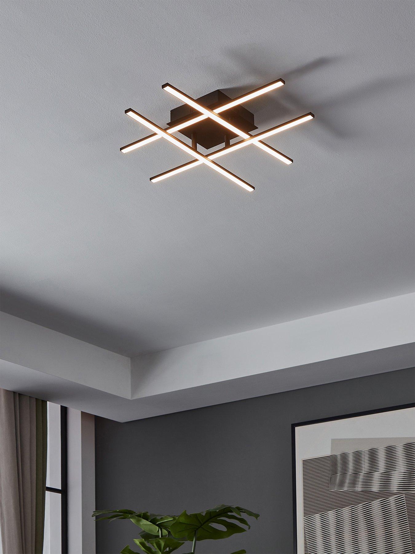 Eglo Lasana 3 Led Contemporary Flush Black Wall/ceiling Light - Black