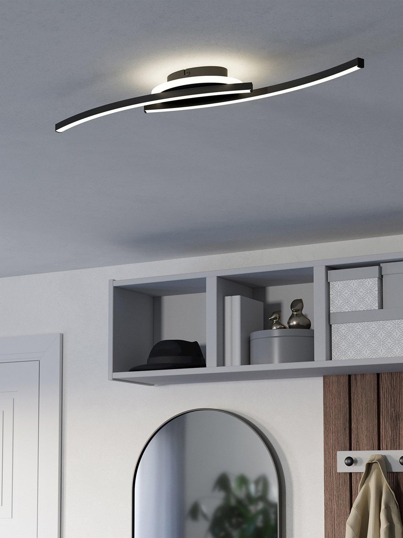 Eglo Lungolago Black Steel Minimalist Led Ceiling Light - Black