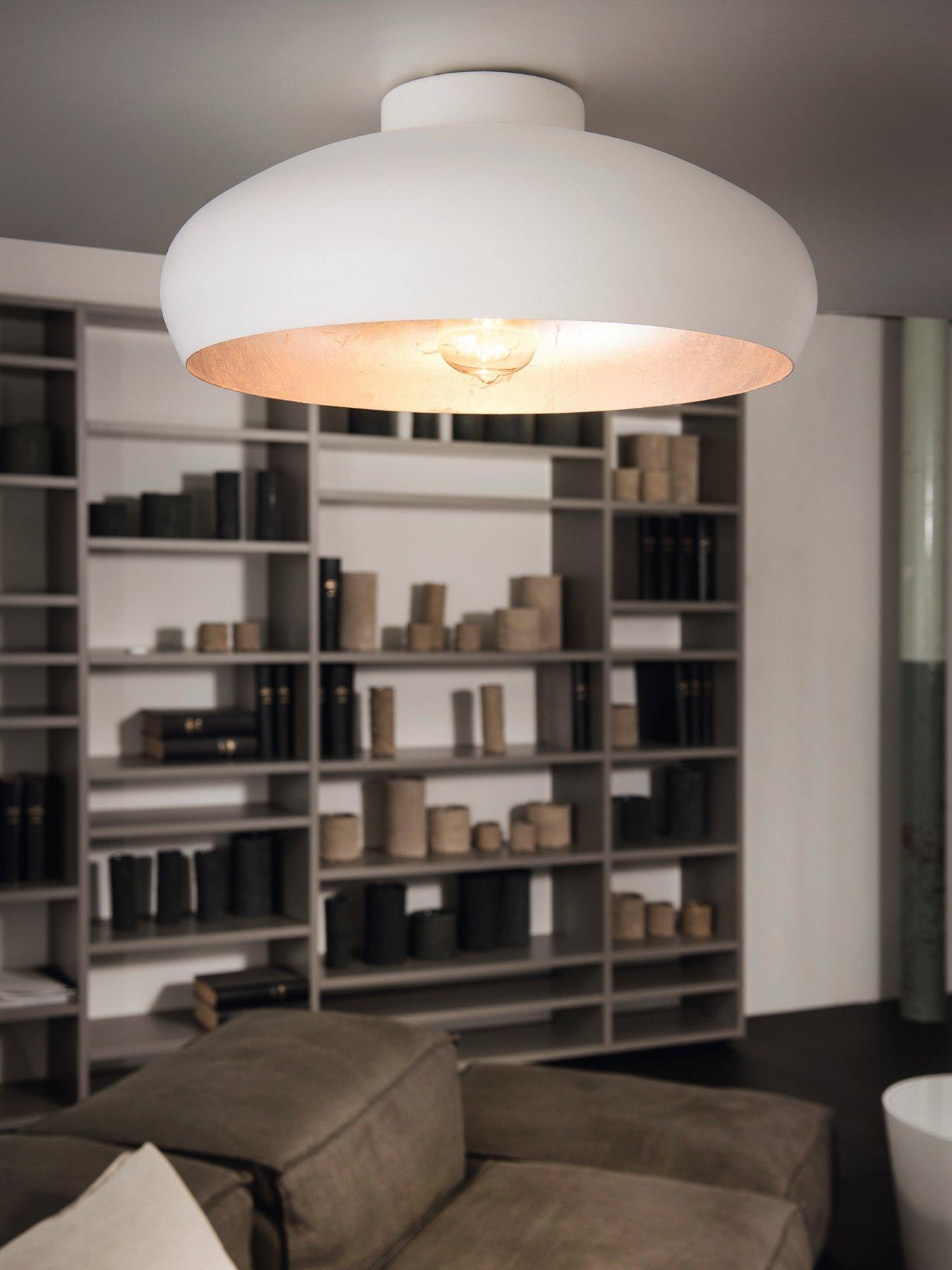 Eglo Mogano Vintage White And Silver Ceiling Light - White/Silver