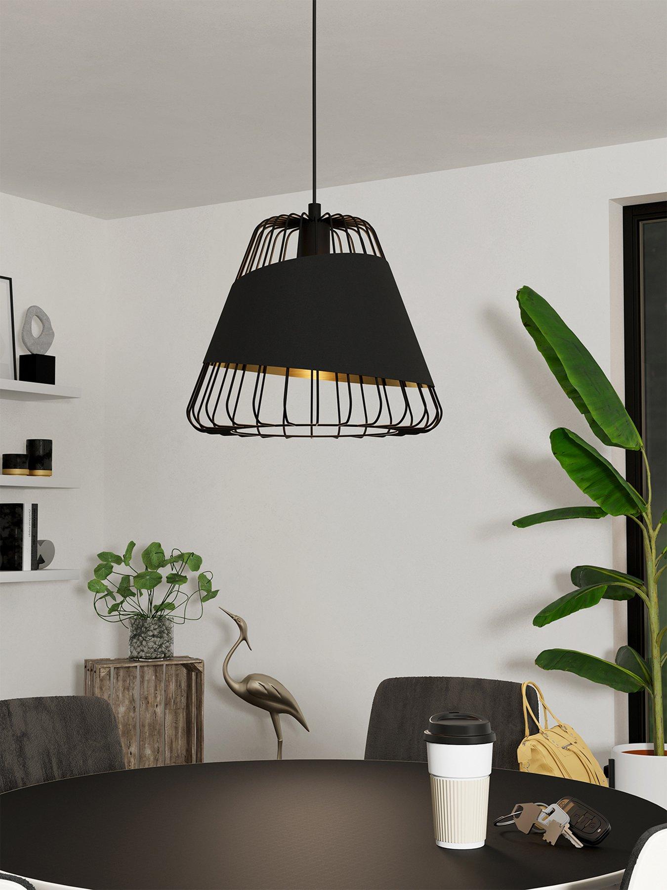 Eglo Austell Black  &  Gold Wireframe Pendant Light - Black