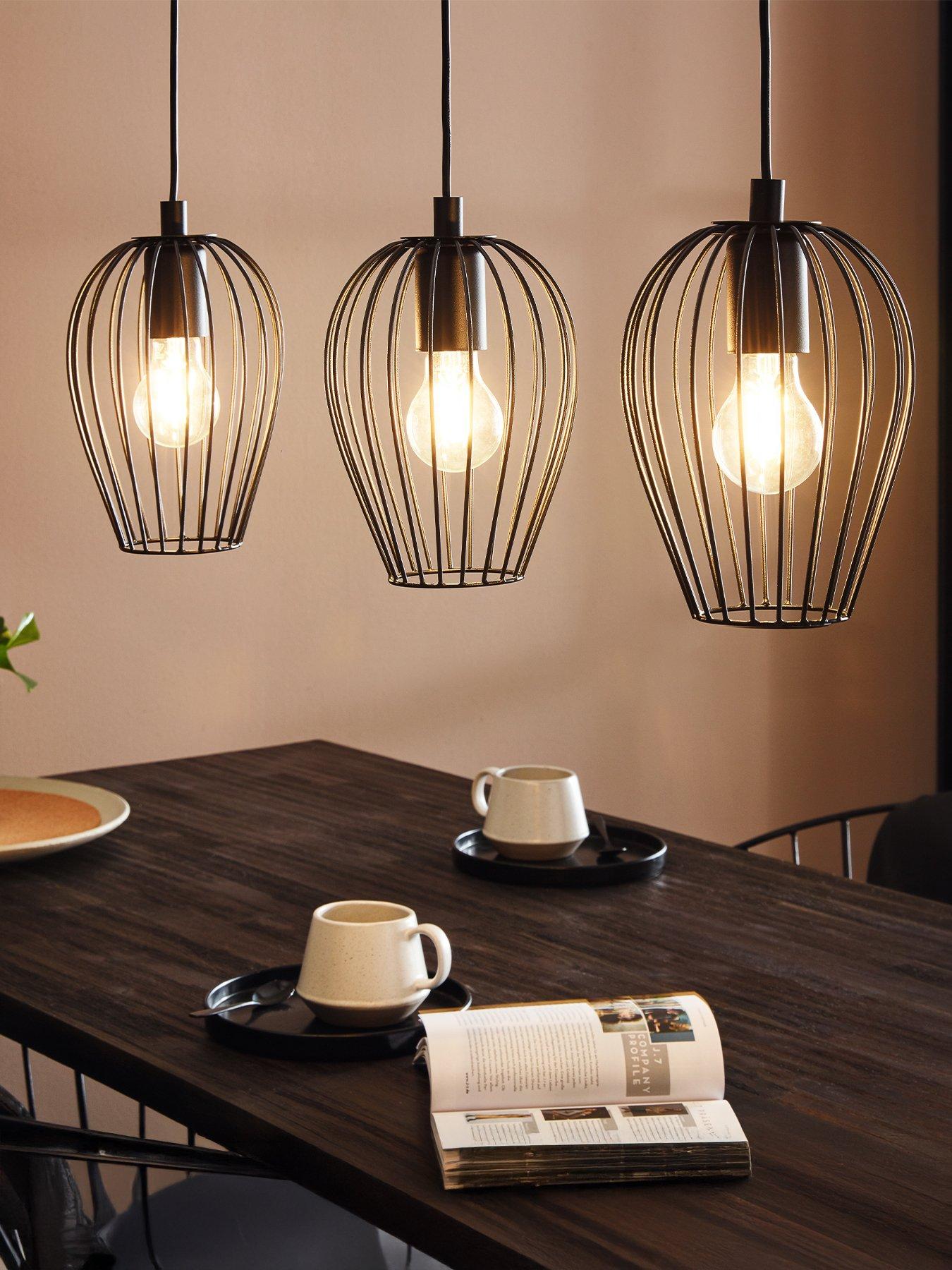 Eglo Newtown Black Vintage Caged Hanging 3-light Pendant Light - Black