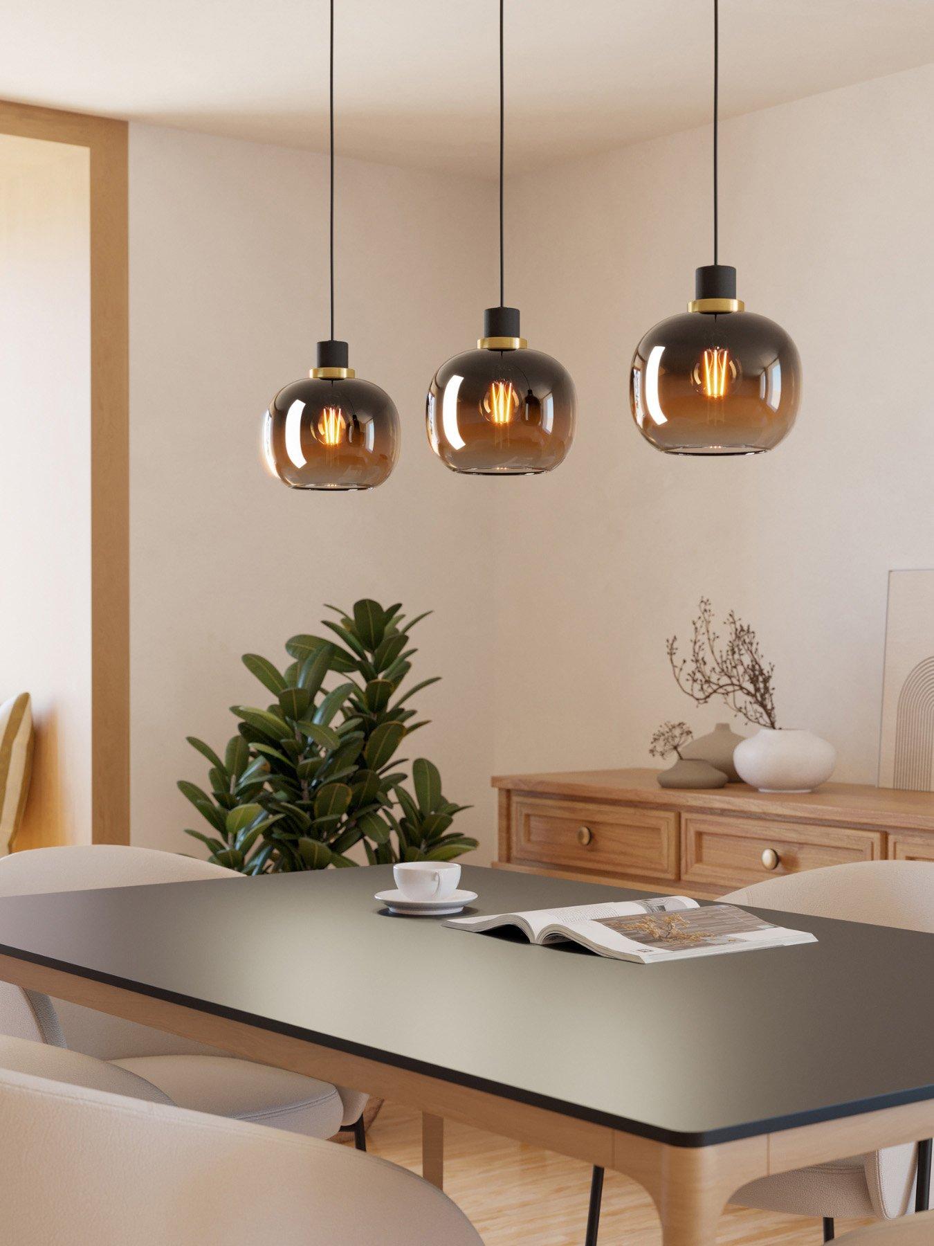 Eglo Oilella Black To Brown Gradient Hanging 2-light Pendant Light - Black/Brushed Brass