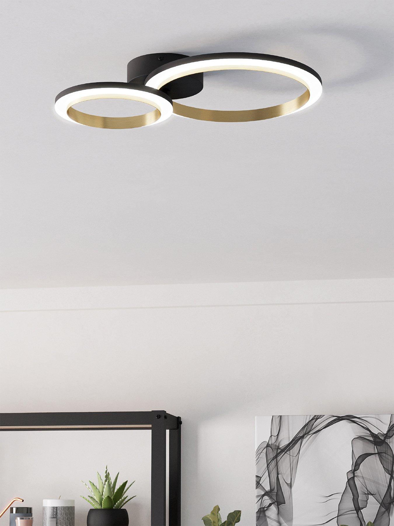 Eglo Calliera Black  &  Brass Steel Led Circle Modern Ceiling Light