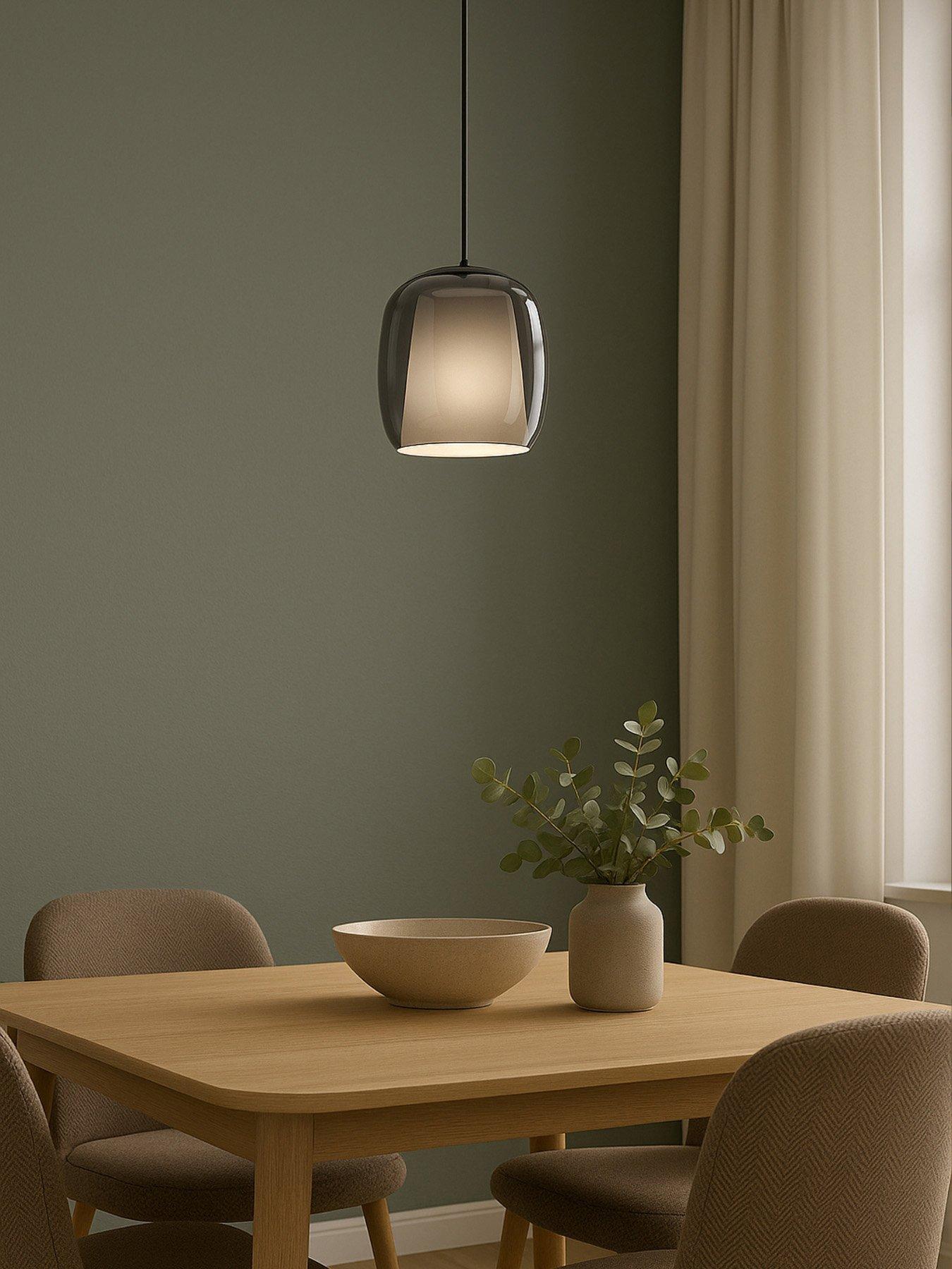 Eglo Ciampino Black Steel  &  Glass Modern Single Pendant