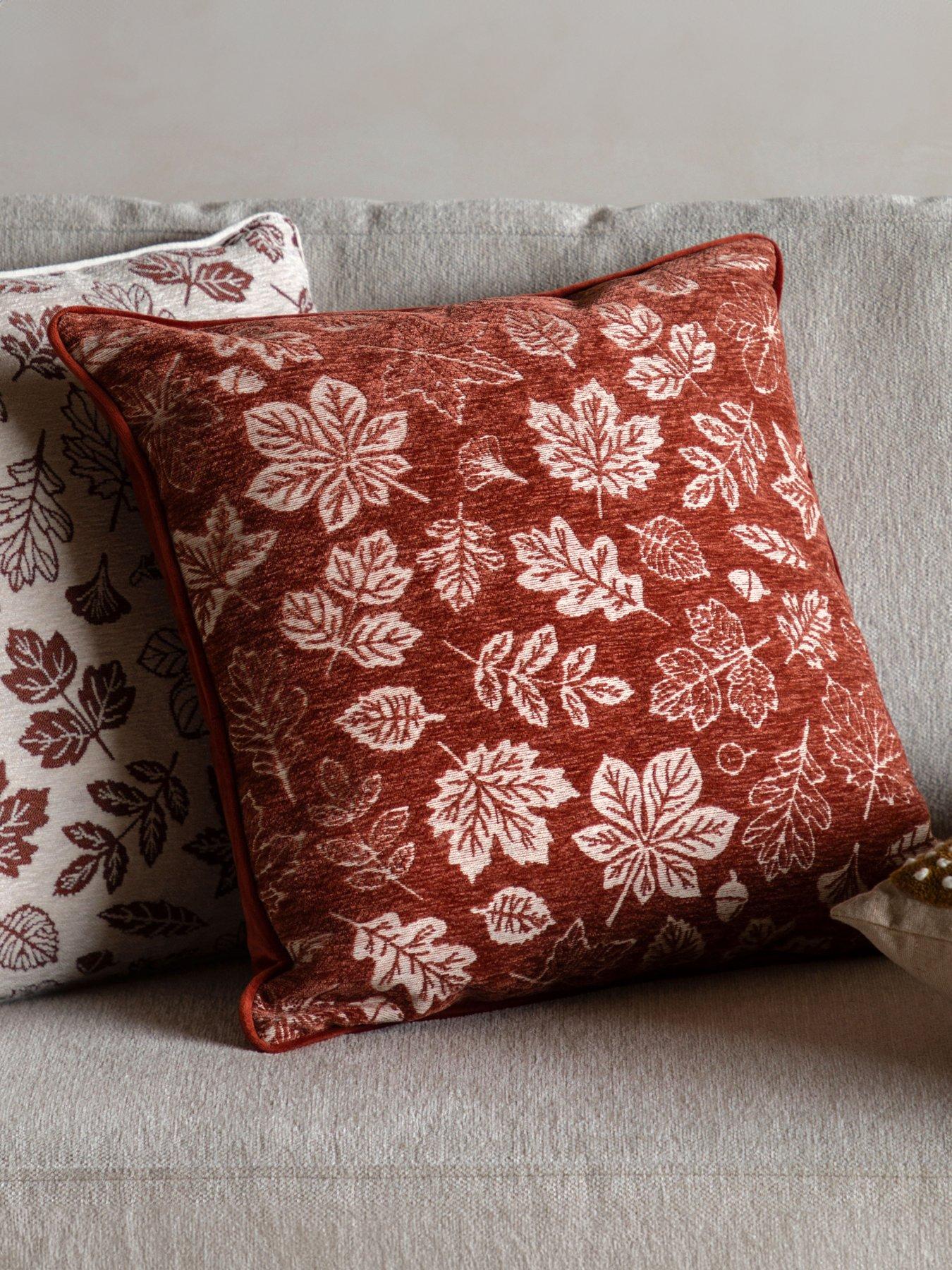 Image 1 of 7 of Gallery Direct Autumn Leaf Chenille Cushion Rust 450x450mm
