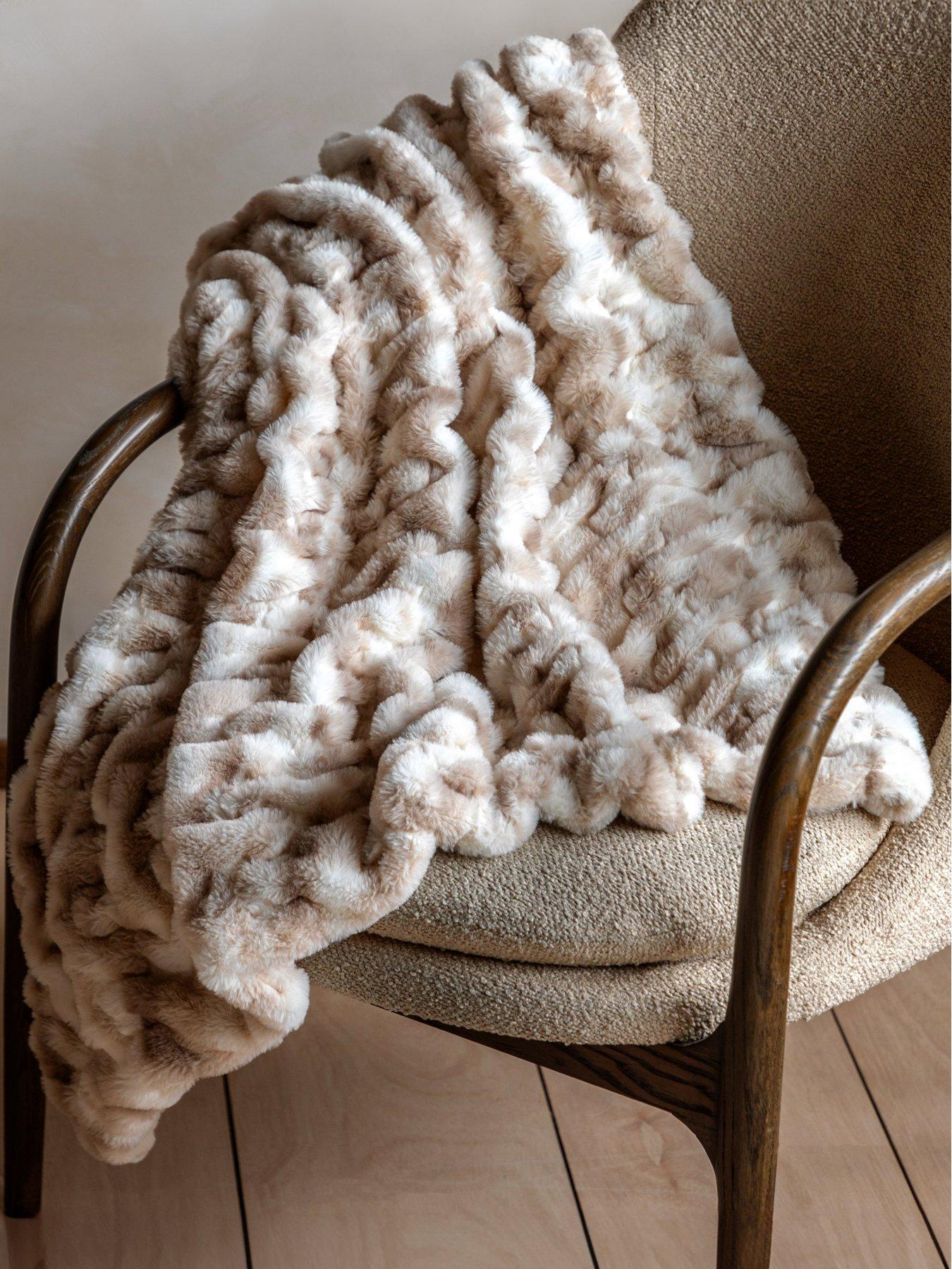 Gallery Direct Deco Luxe Ruched Faux Fur Throw 1300x1700mm