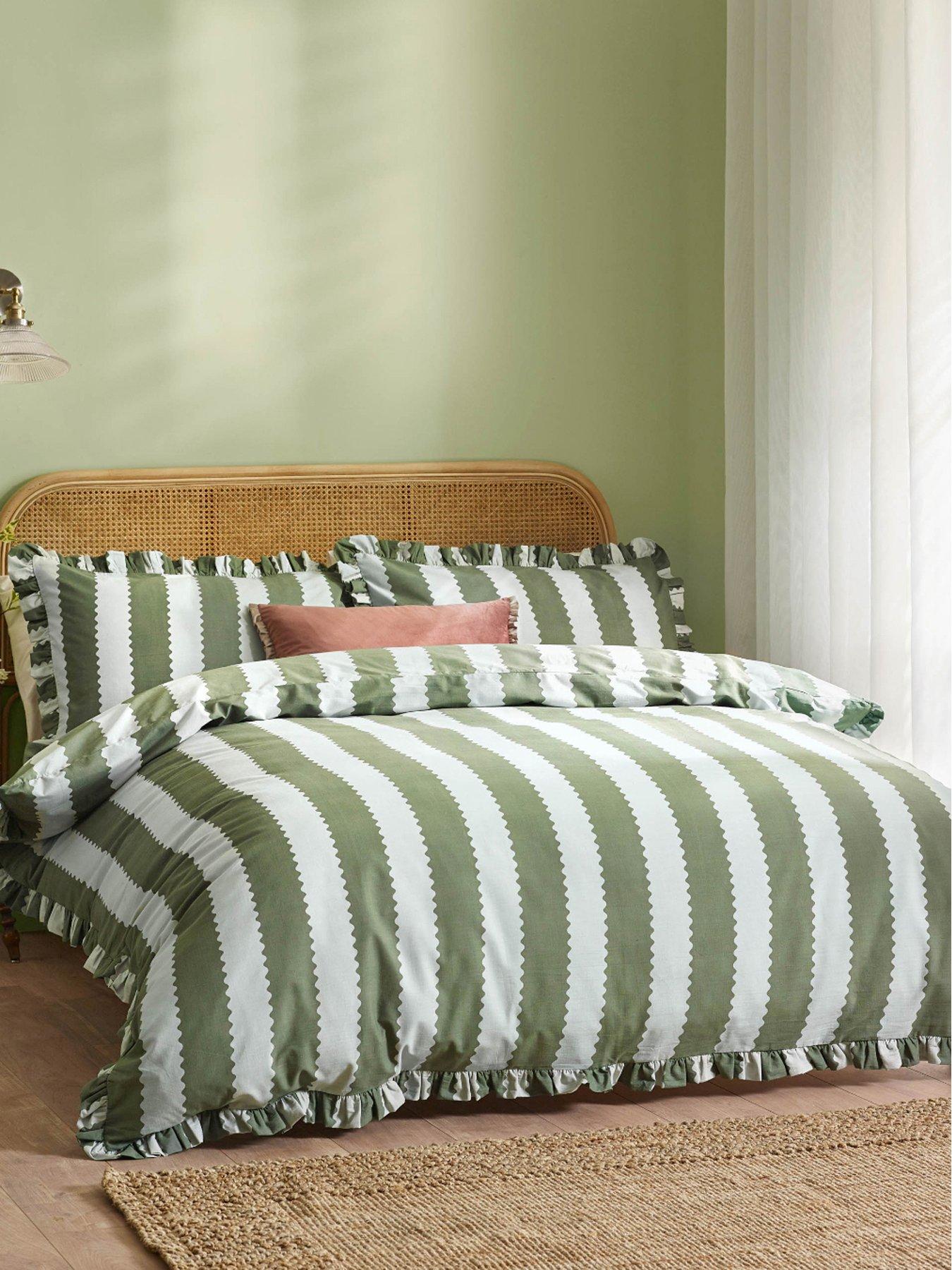 Wylder Birdie stripe Duvet Set Baygreen/Mist