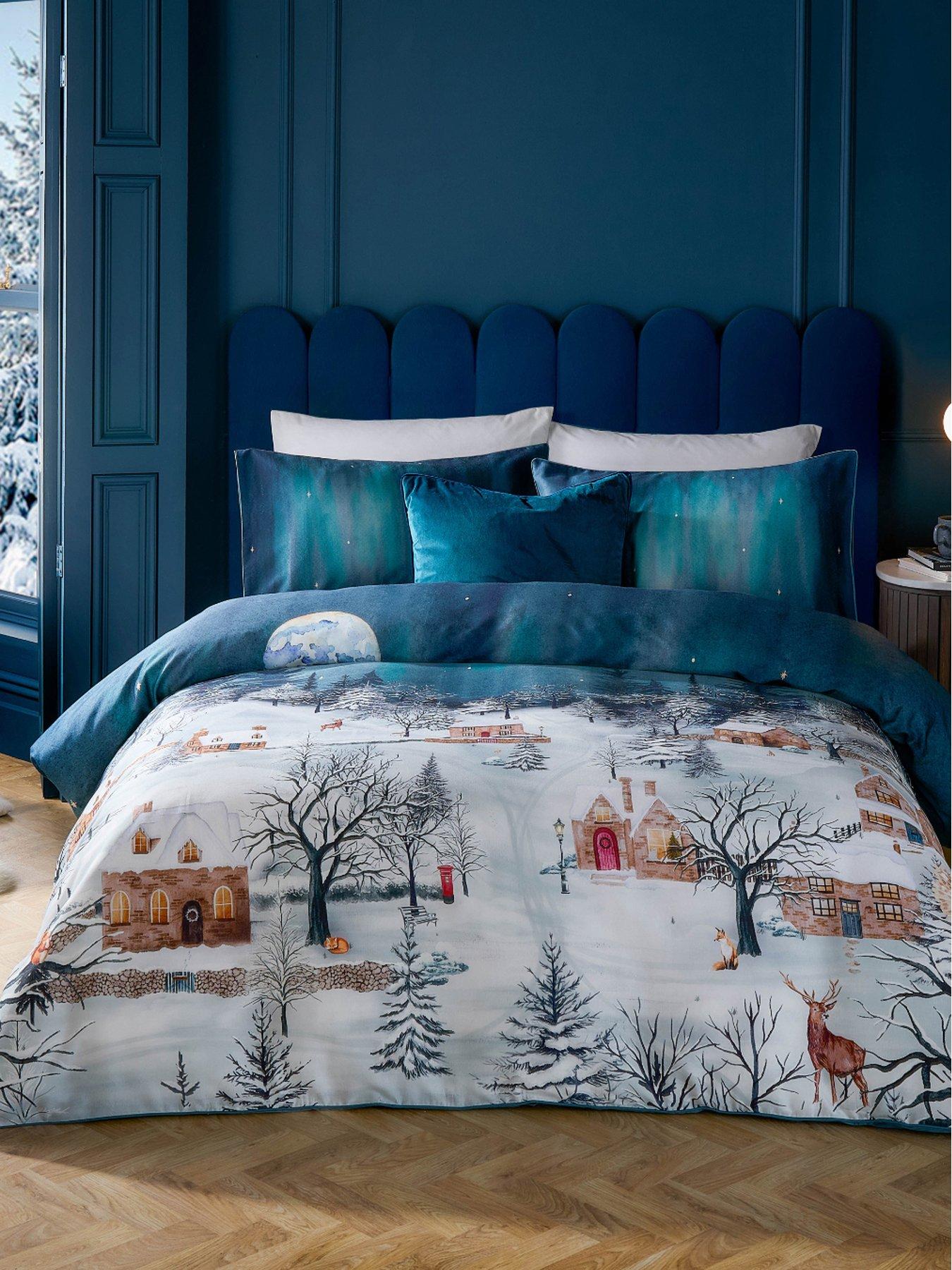 Paoletti Starlight Christmas Duvet Set Midnight Blue