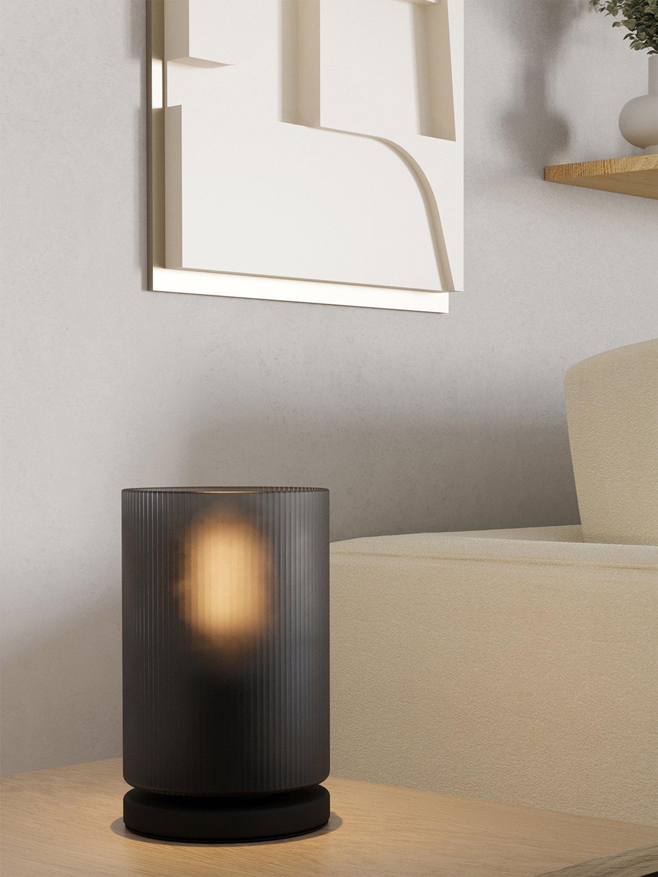 Eglo Colomera Black Glass  &  Steel Minimalist Table Lamp - Black