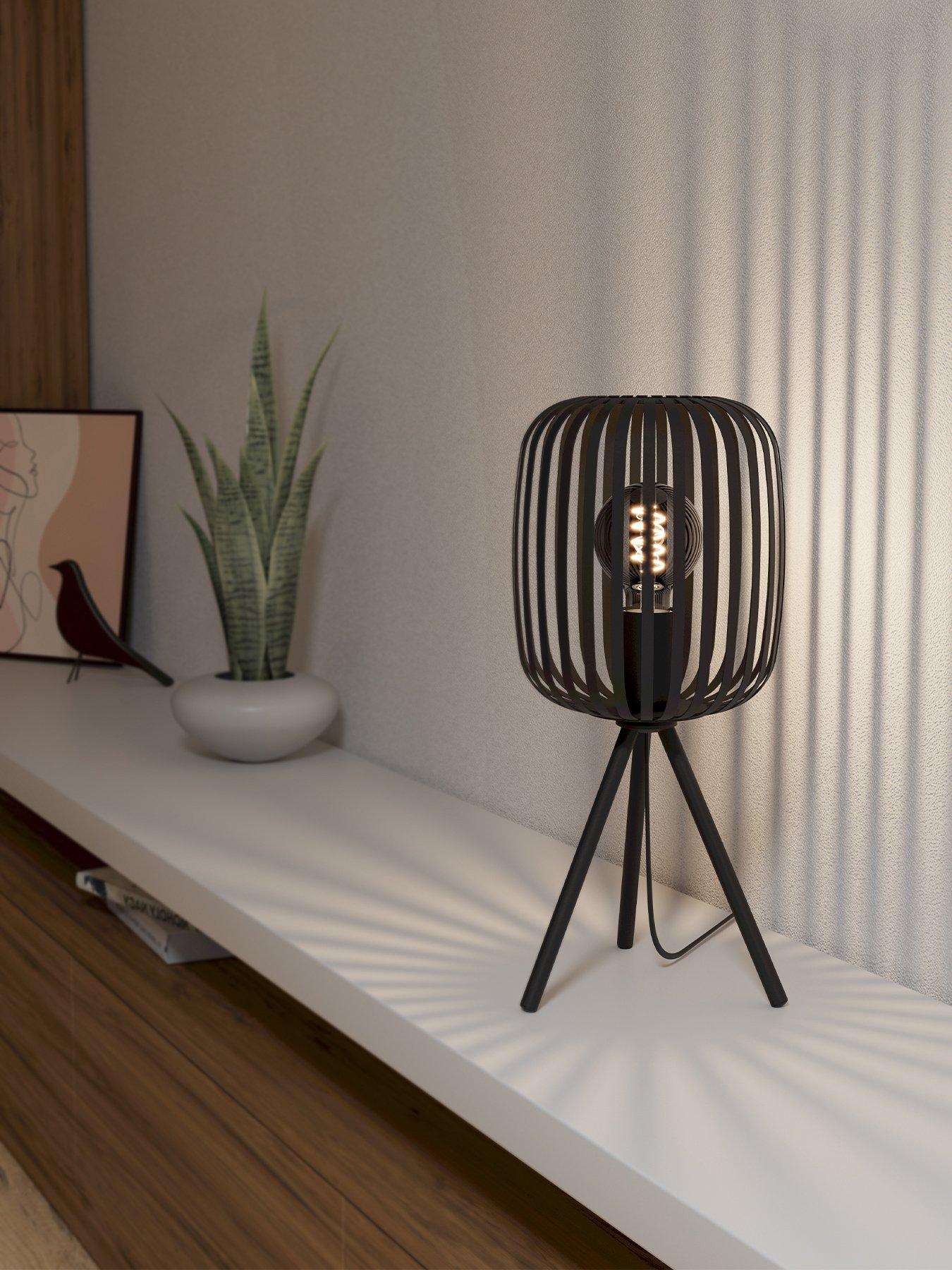 Eglo Romazzina Black Caged Tripod Table Lamp