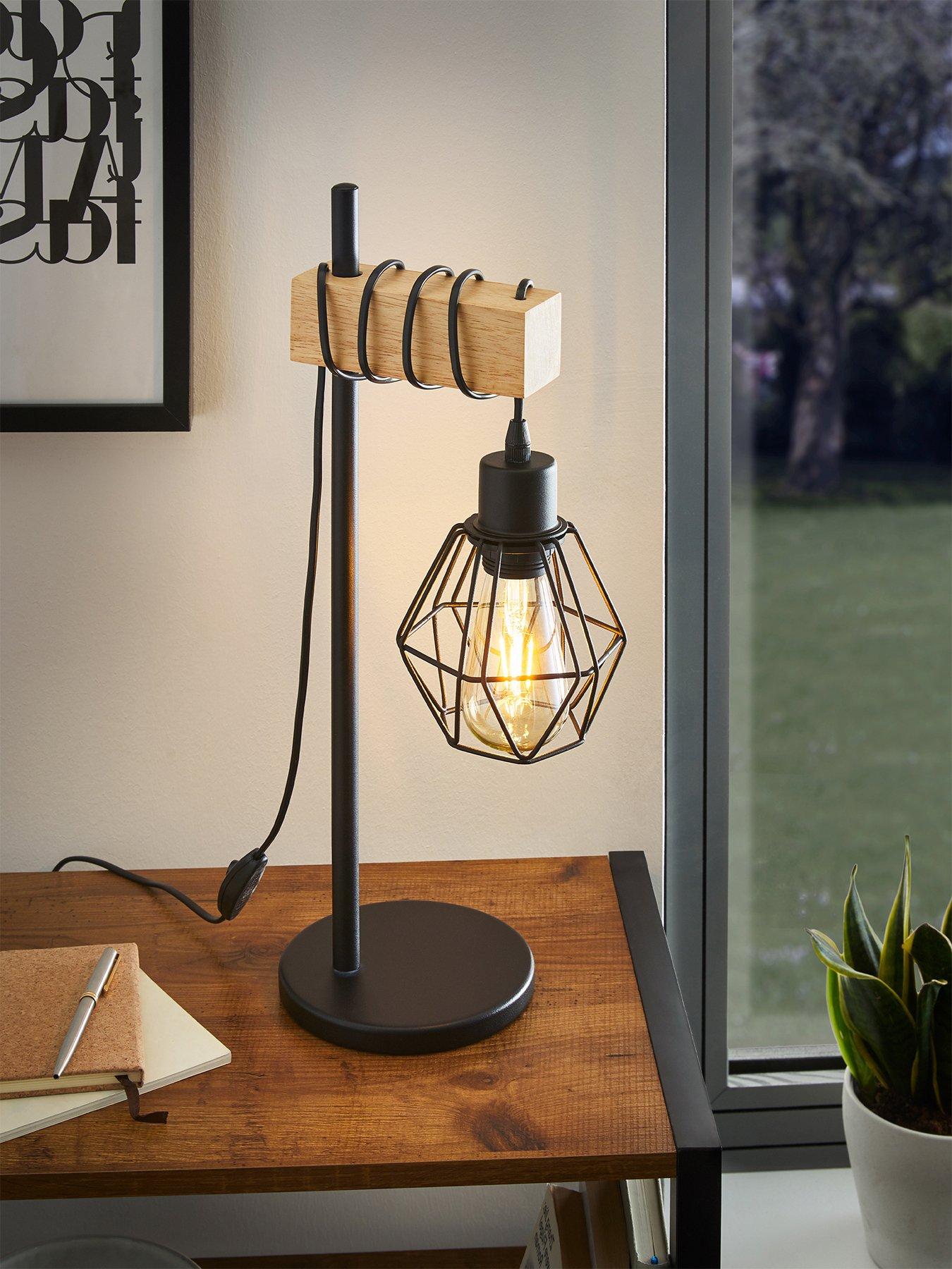 Eglo Townshend 5 Black/natural Metal  &  Wood Table Lamp