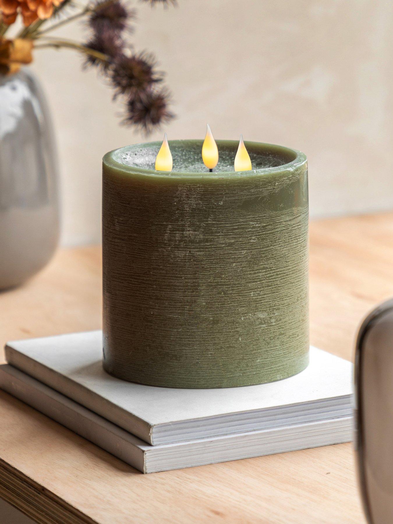 Image 1 of 6 of Gallery Direct Remote Control 3 Wick Led Candle - Olive
