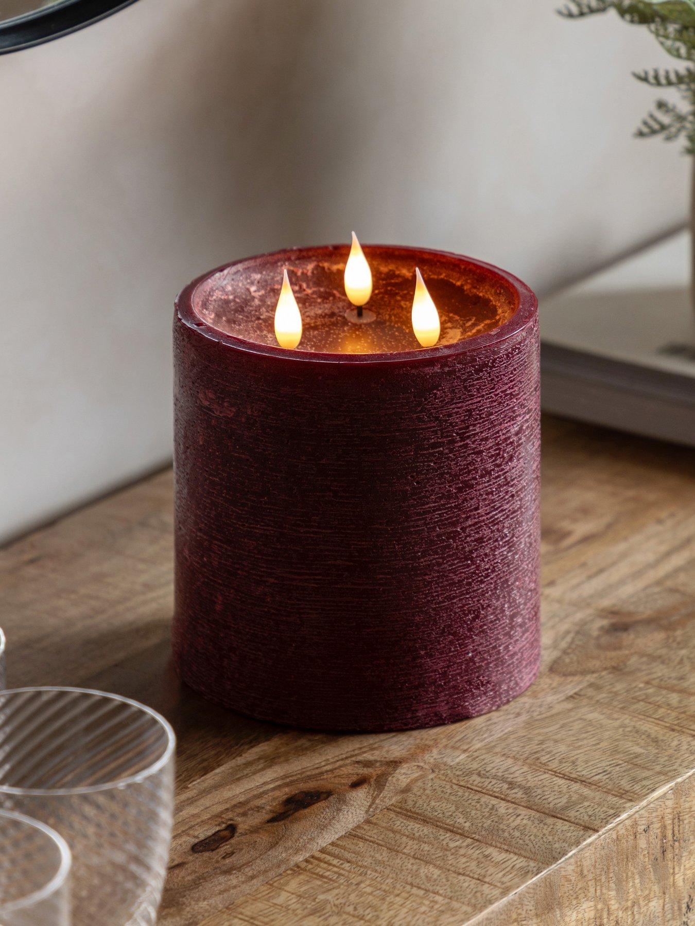 Gallery Direct Remote Control 3 Wick Led Candle - Oxblood