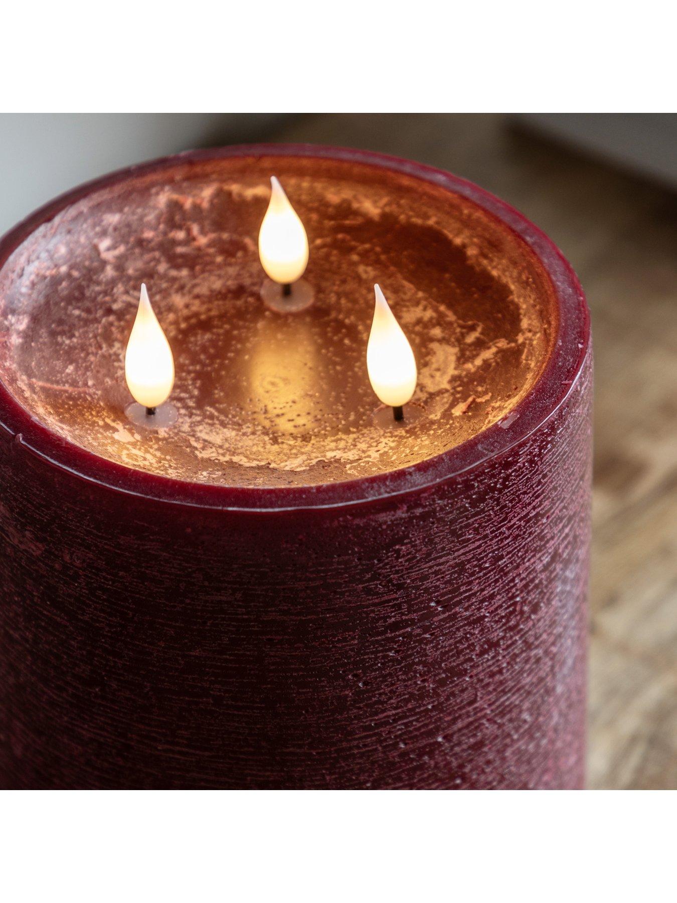 Image 3 of 6 of Gallery Direct Remote Control 3 Wick Led Candle - Oxblood