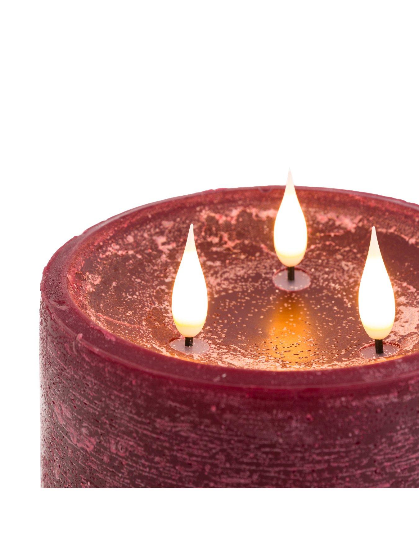 Image 5 of 6 of Gallery Direct Remote Control 3 Wick Led Candle - Oxblood