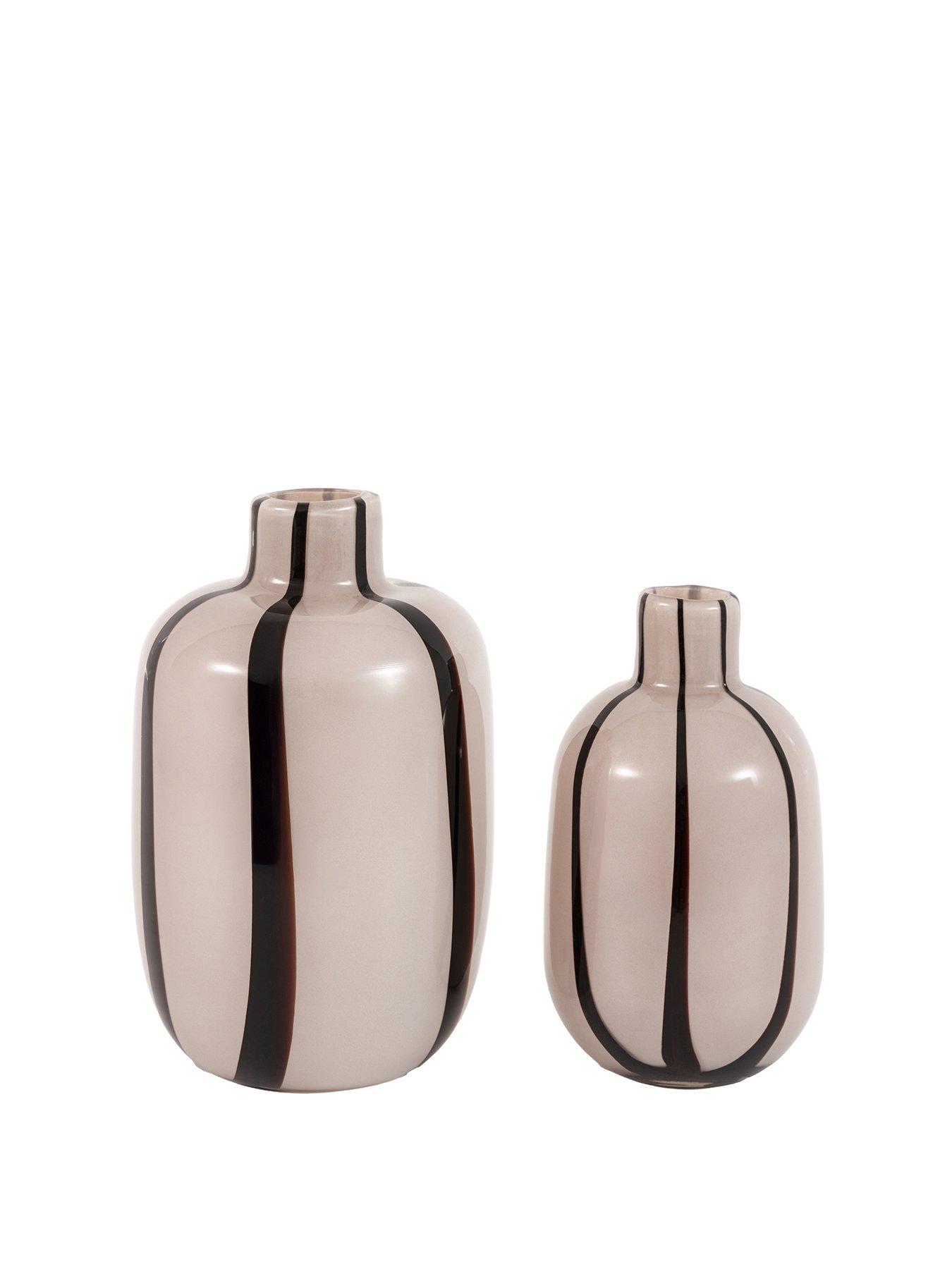 Image 2 of 6 of Gallery Direct Handblown Striped Glass Vase Monochome