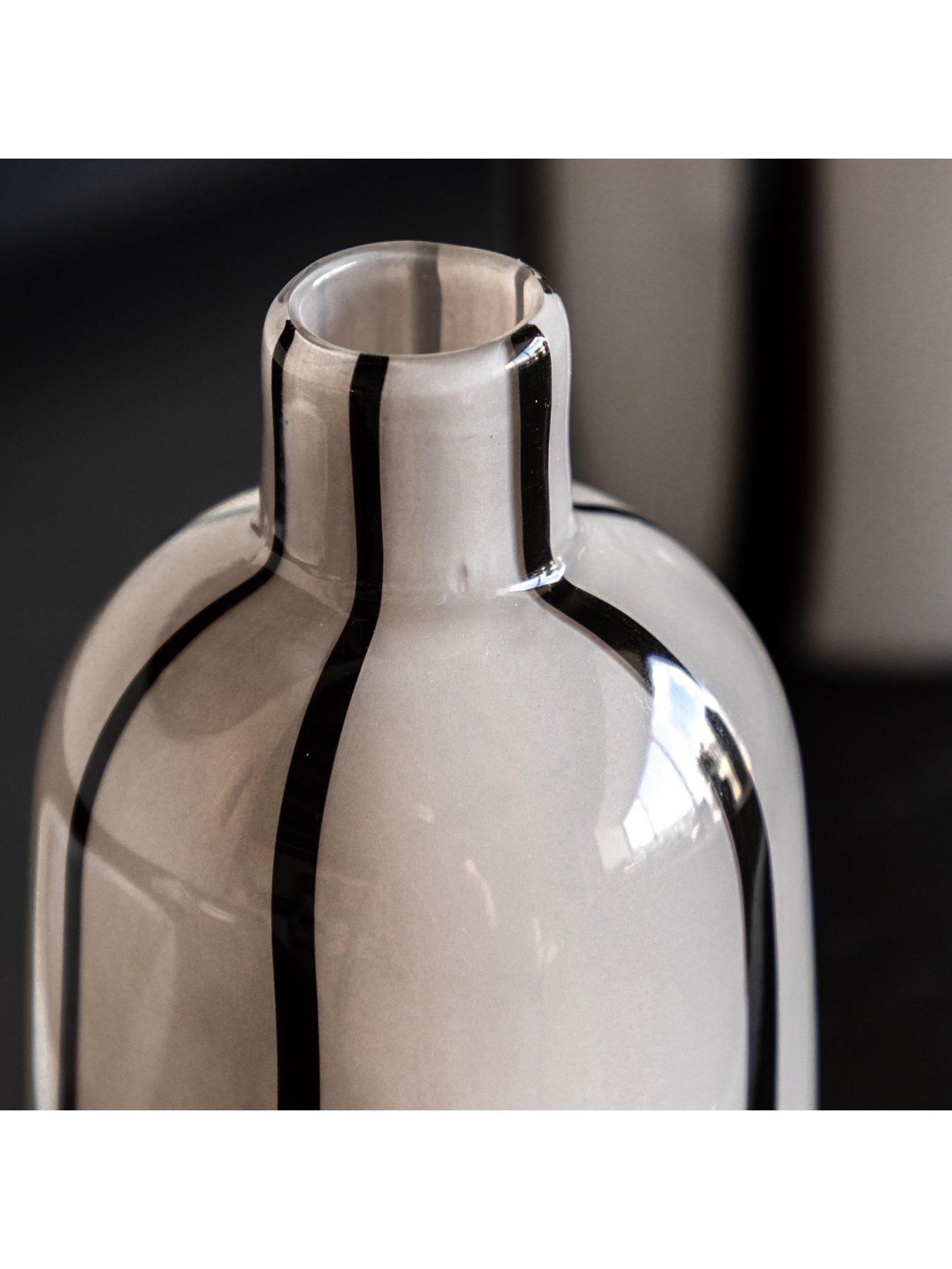Image 3 of 6 of Gallery Direct Handblown Striped Glass Vase Monochome