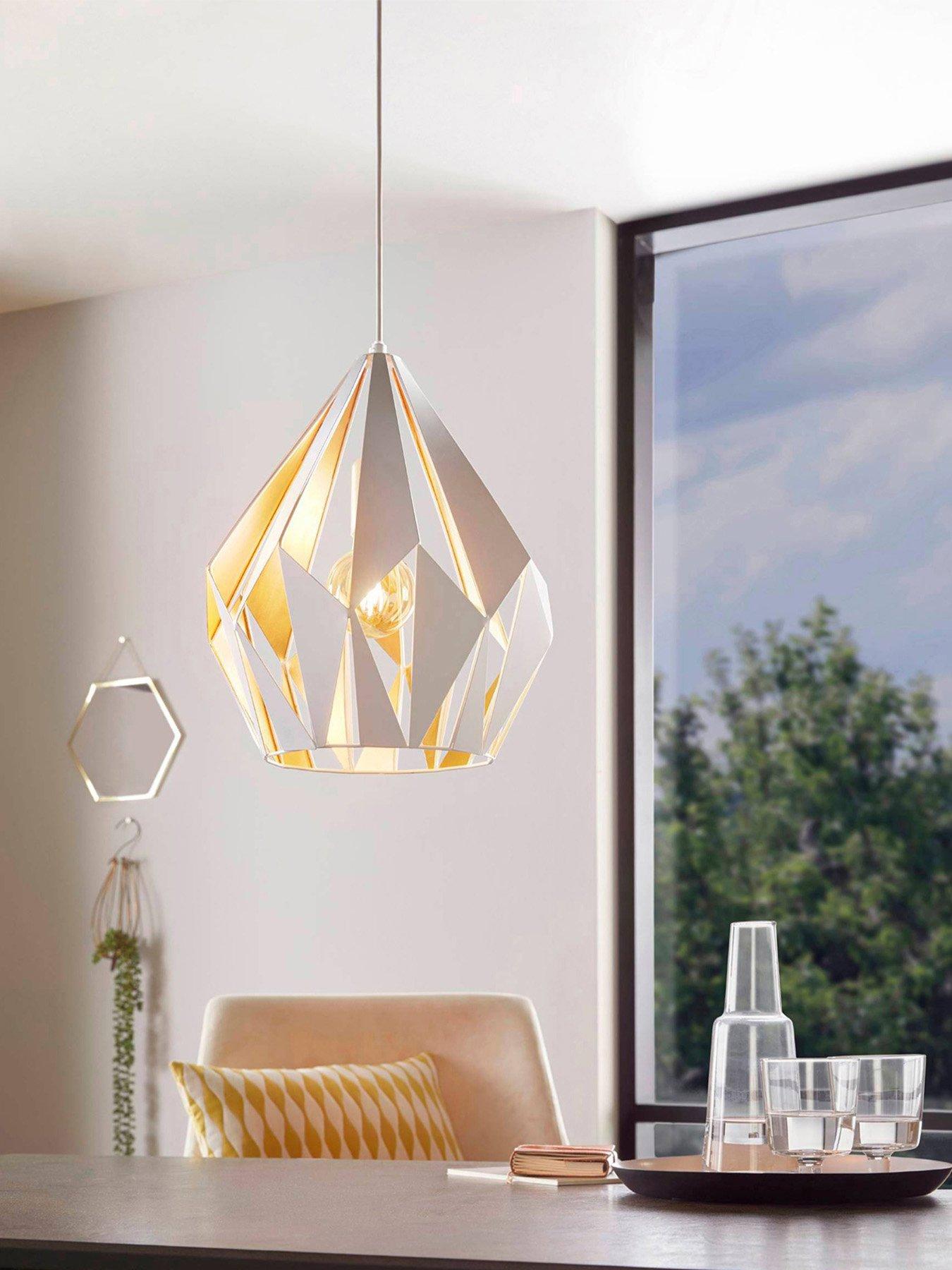 Eglo Carlton 1 Steel White  &  Gold Geometric Modern Single Pendant