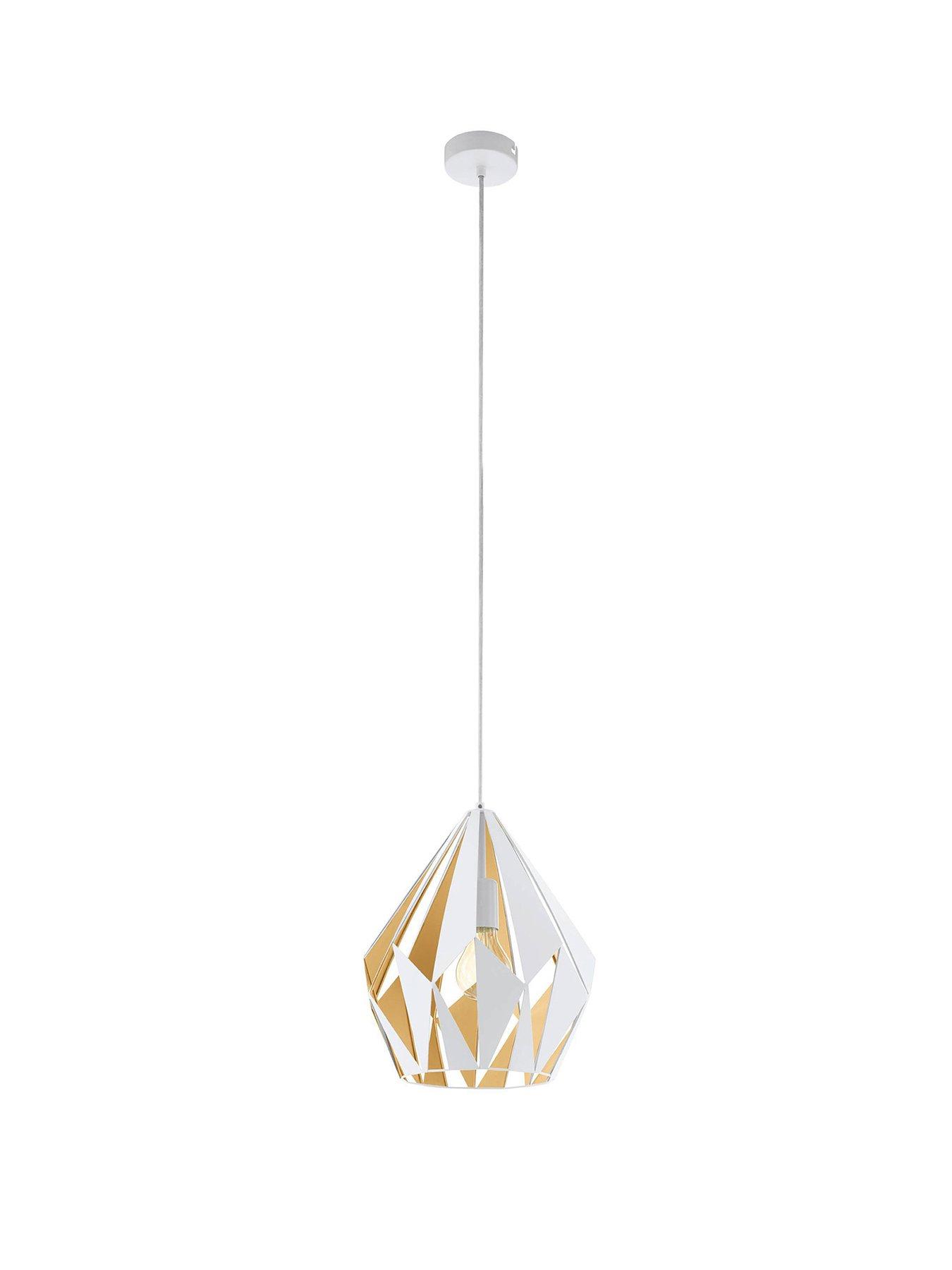 Eglo Carlton 1 Steel White  &  Gold Geometric Modern Single Pendant