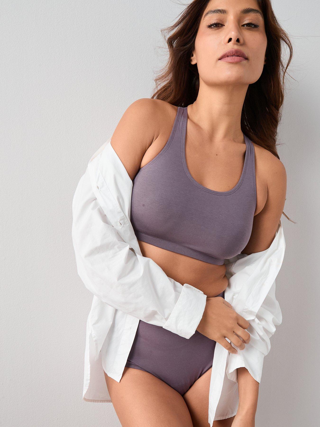 Image 2 of 6 of The Very Collection 3pk Cotton Bra Purple Hearts