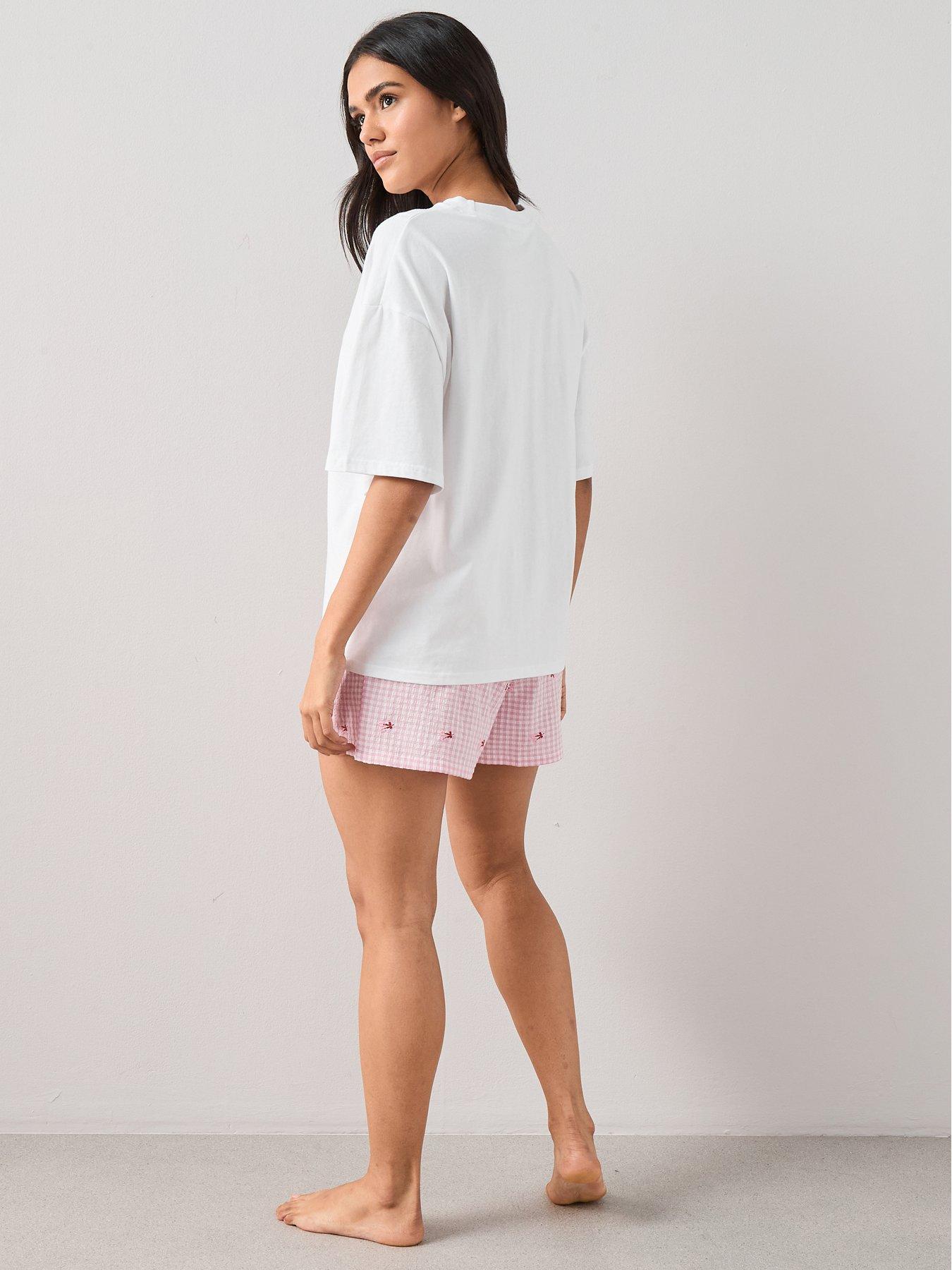 Image 2 of 6 of The Very Collection Short Sleeve Cherry Pyjama Set - White