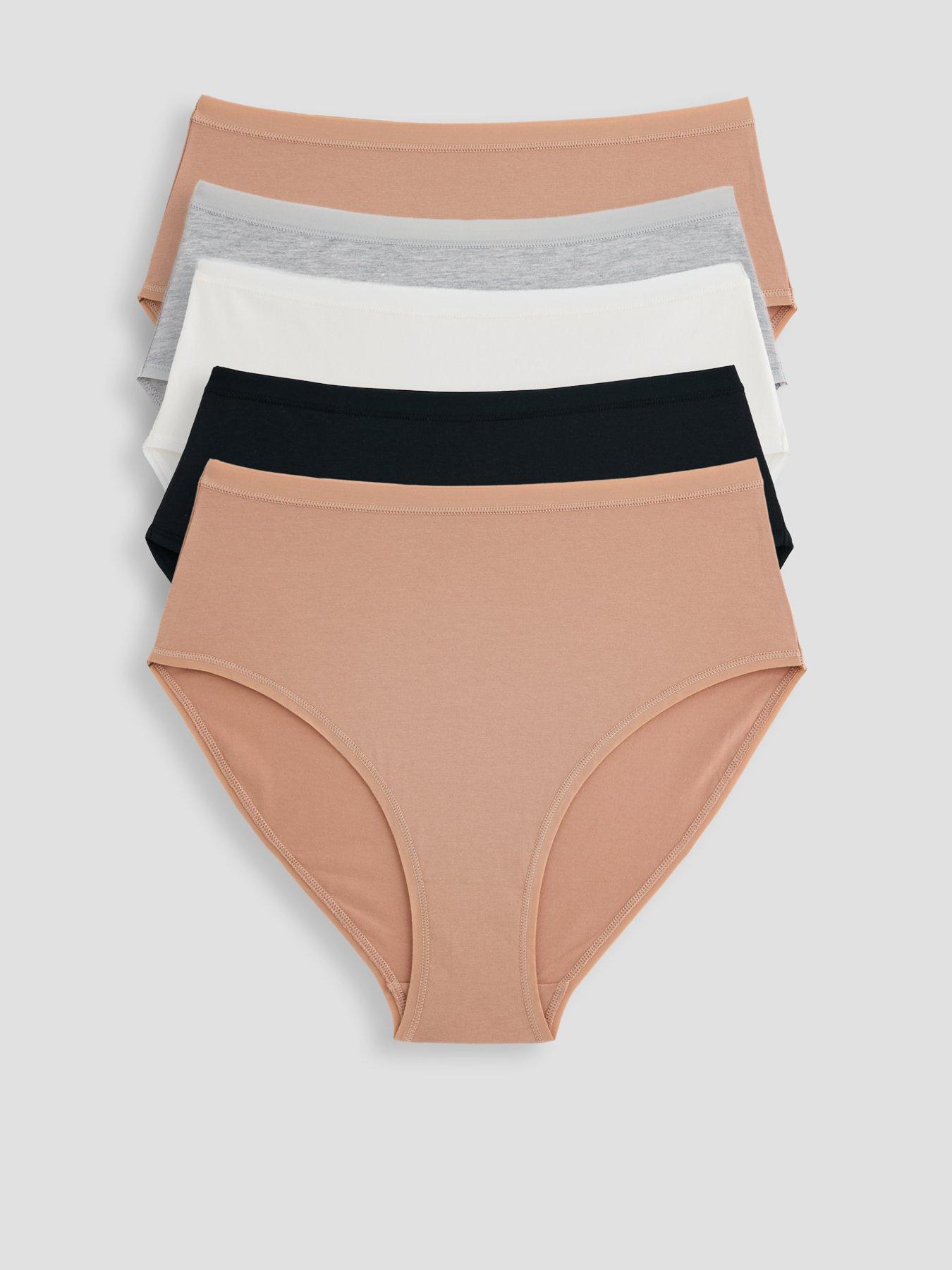 Image 1 of 6 of The Very Collection 5pk Cotton High Leg Briefs Neutrals