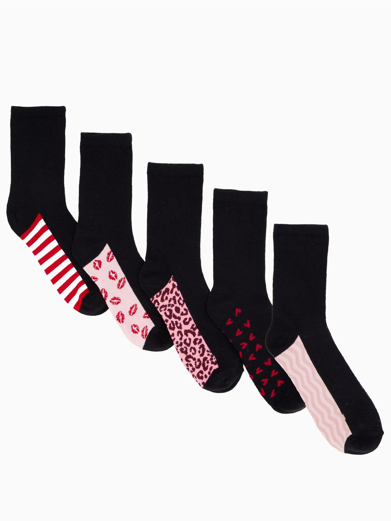 the-very-collection-5-pack-ankle-socks-multi-print-black