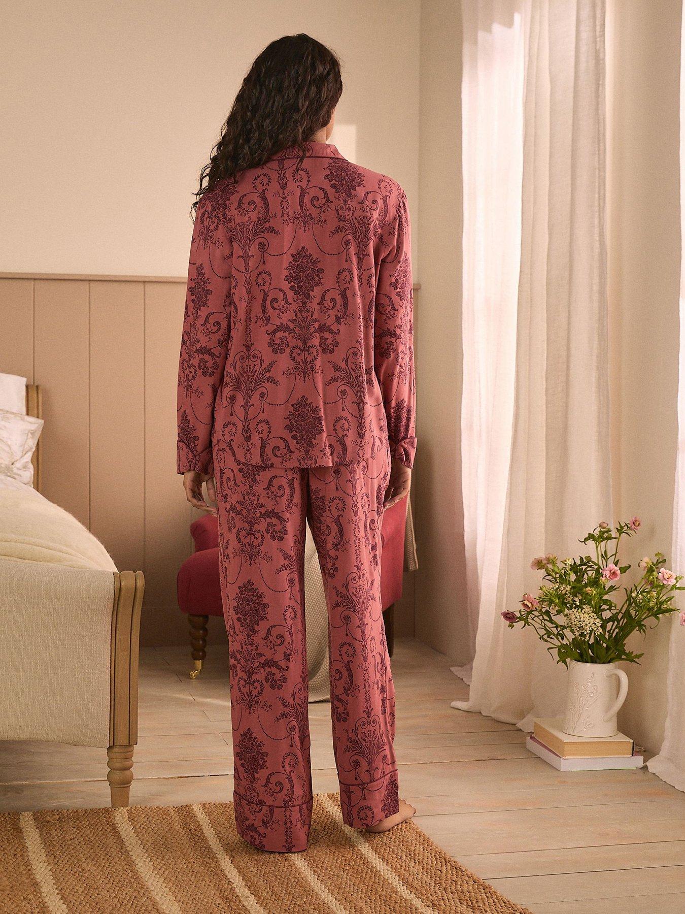 Image 2 of 6 of Laura Ashley Rosewood Button Through Pyjamas - Purple