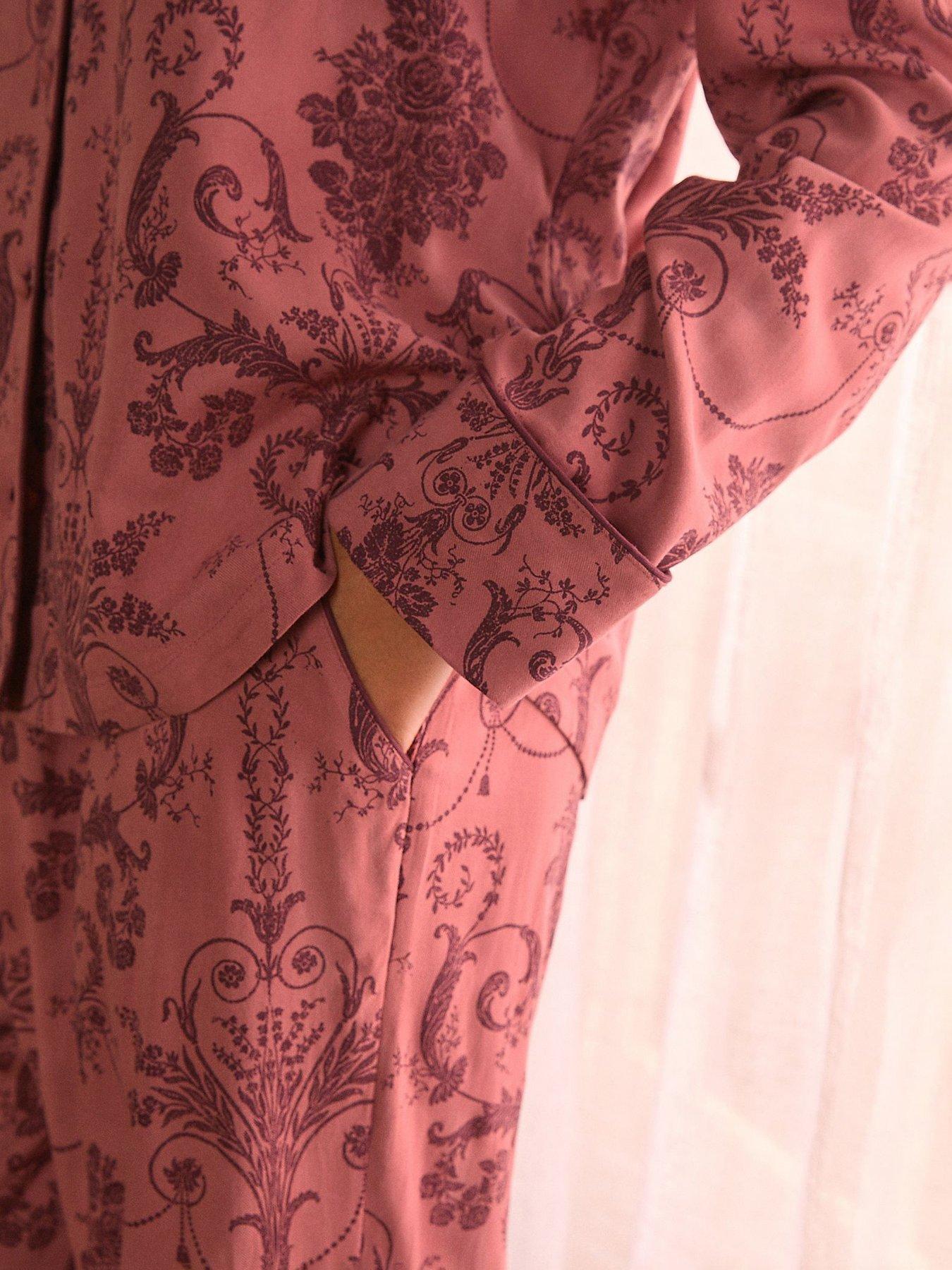 Image 4 of 6 of Laura Ashley Rosewood Button Through Pyjamas - Purple