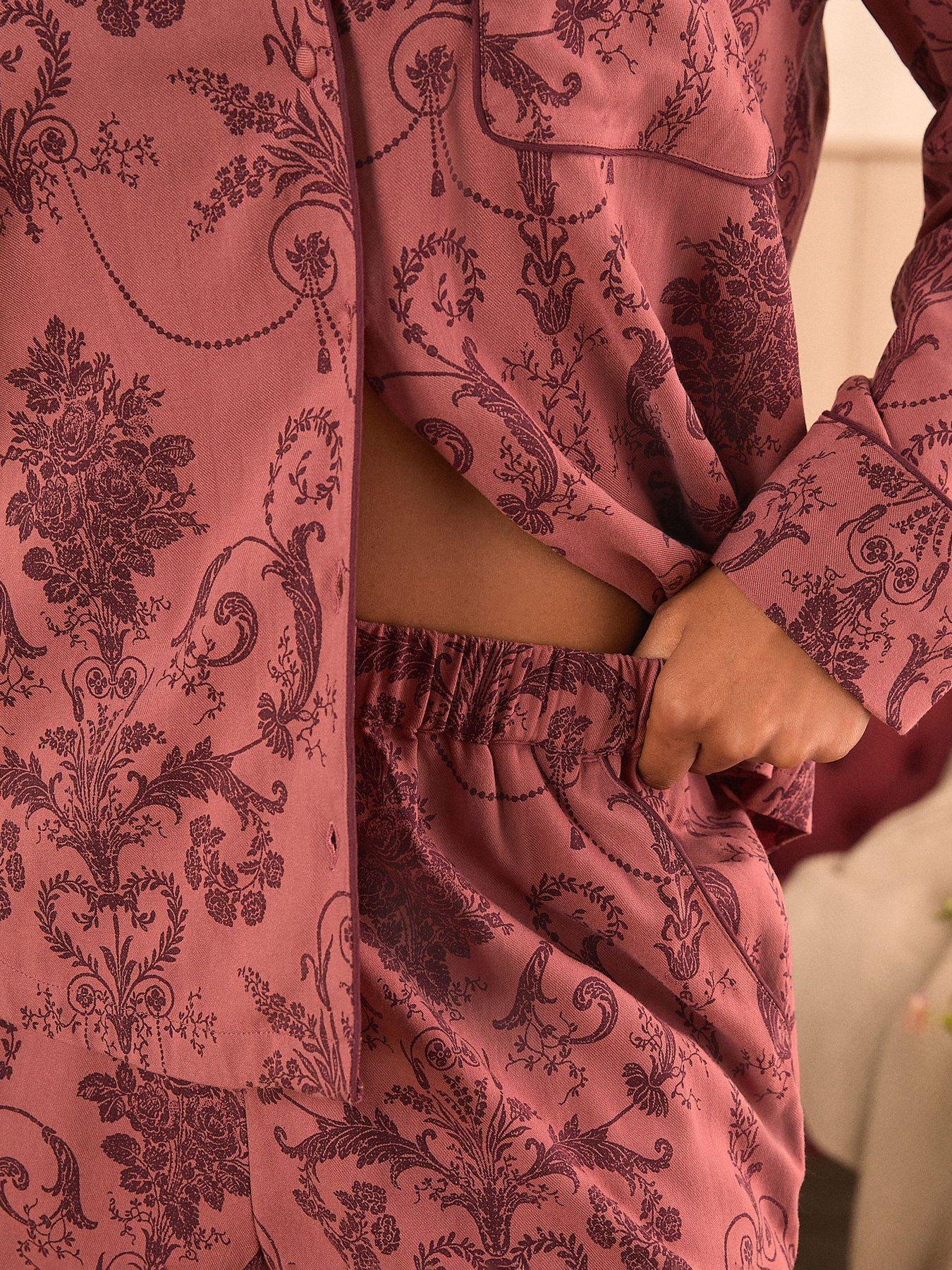 Image 5 of 6 of Laura Ashley Rosewood Button Through Pyjamas - Purple